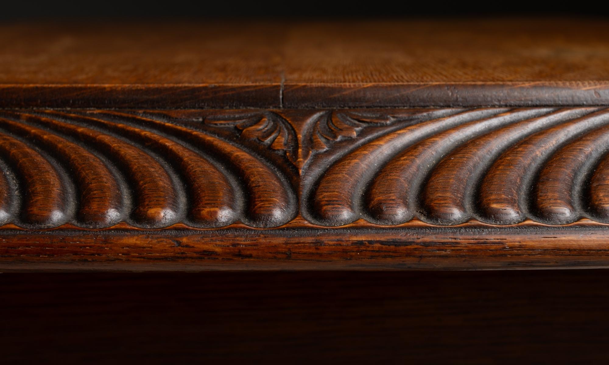 Carved Oak Desk, England circa 1920 In Good Condition For Sale In Culver City, CA