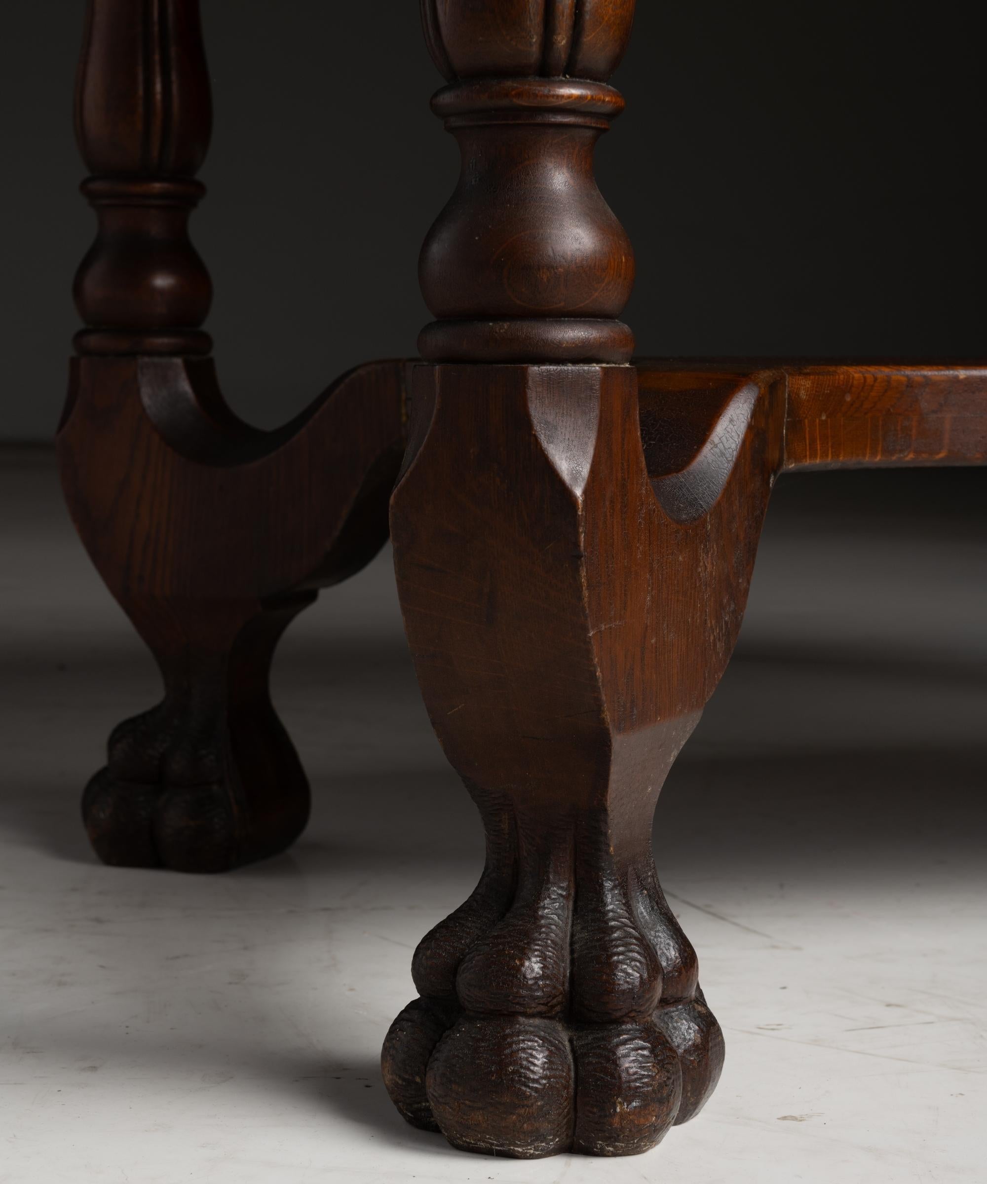 Early 20th Century Carved Oak Desk, England circa 1920 For Sale