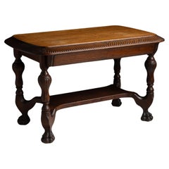 Used Carved Oak Desk, England circa 1920