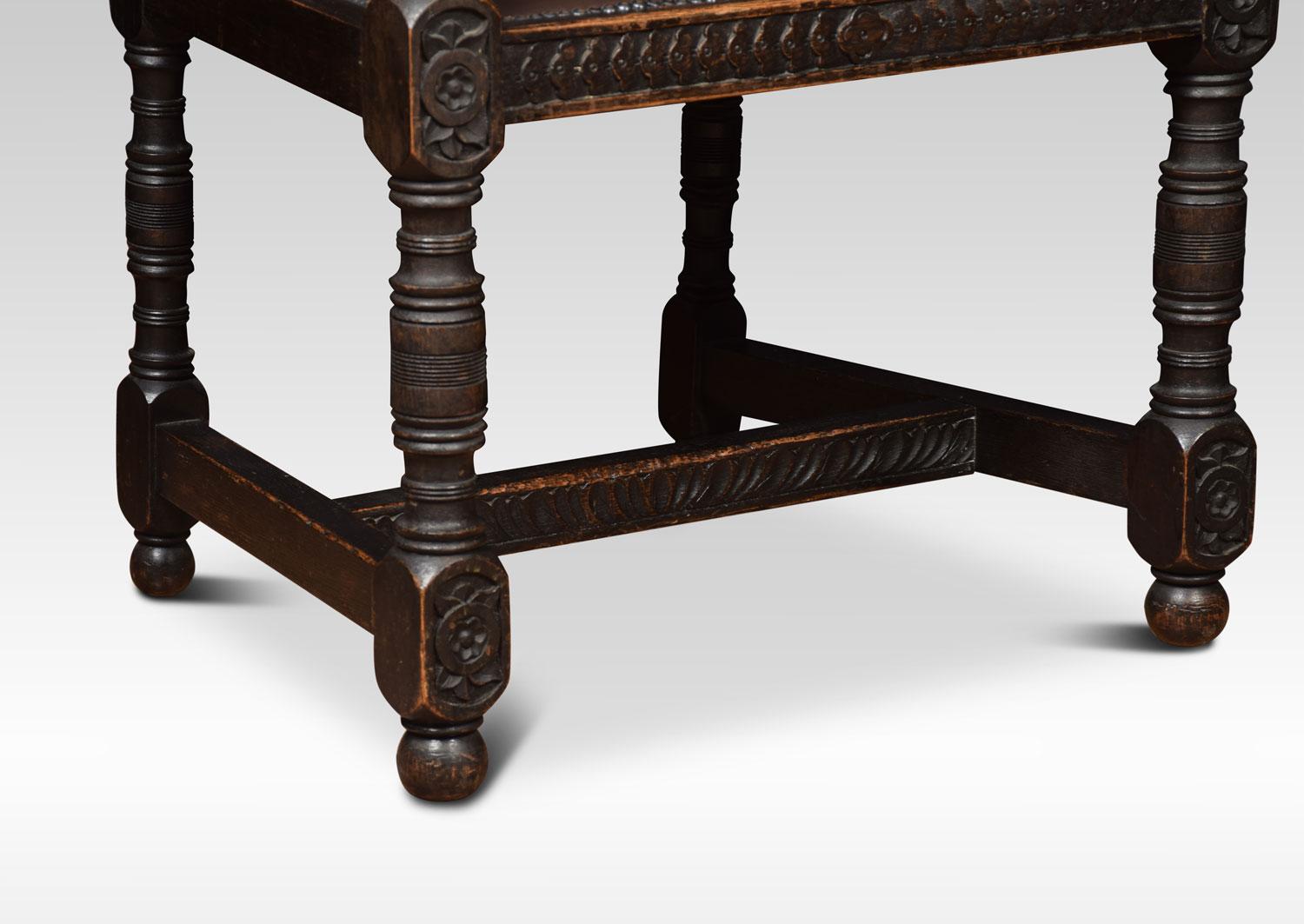 Carved Oak Dining Table and Chairs 6