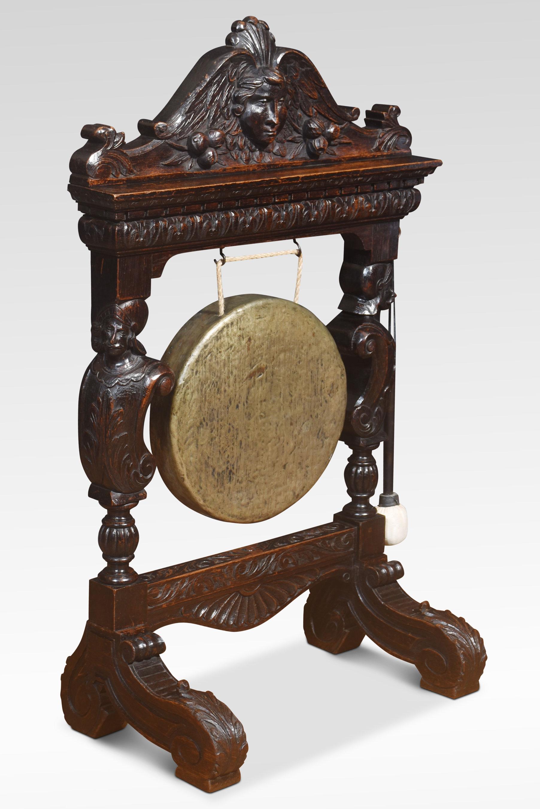British Carved oak dinner gong For Sale