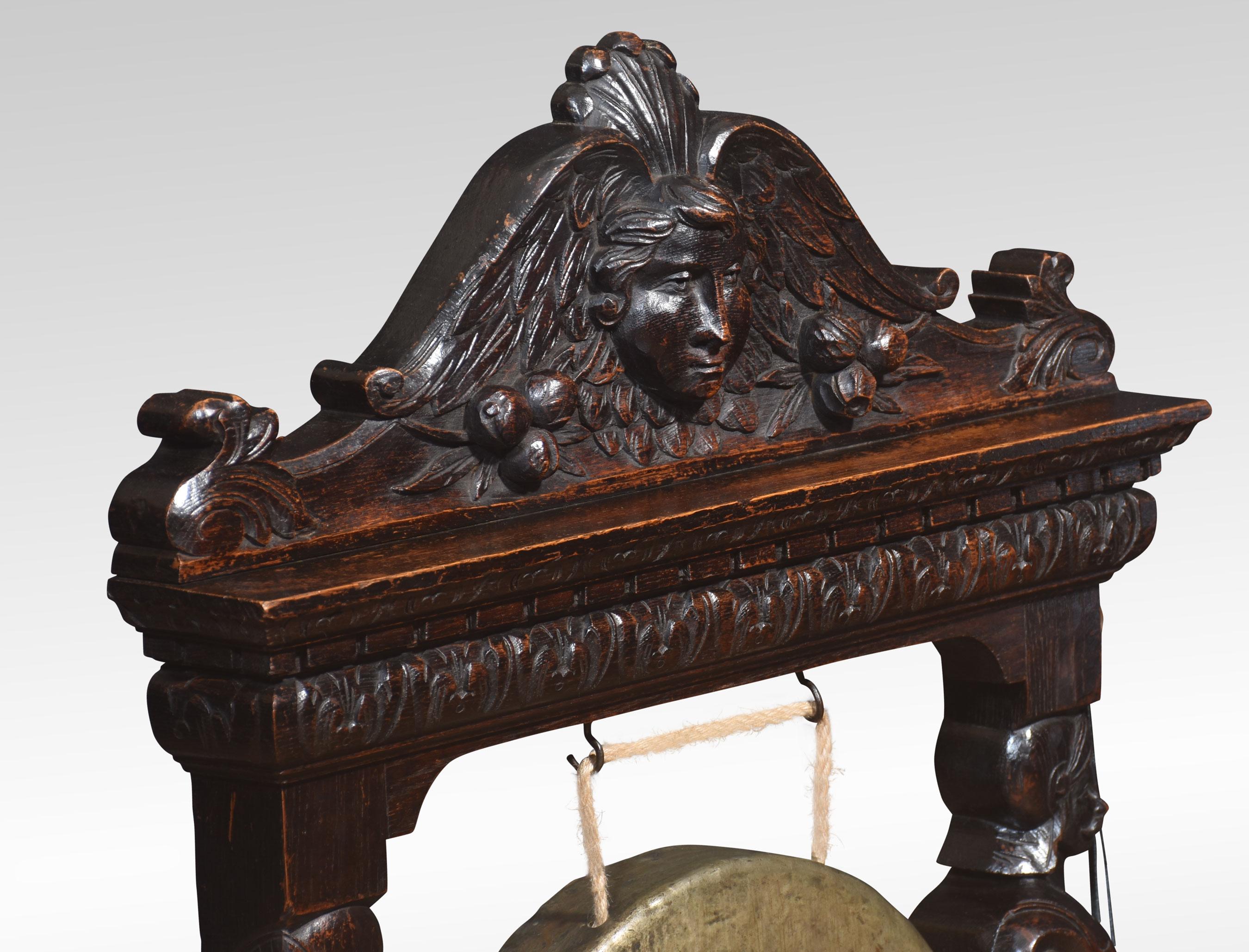 19th Century Carved oak dinner gong For Sale