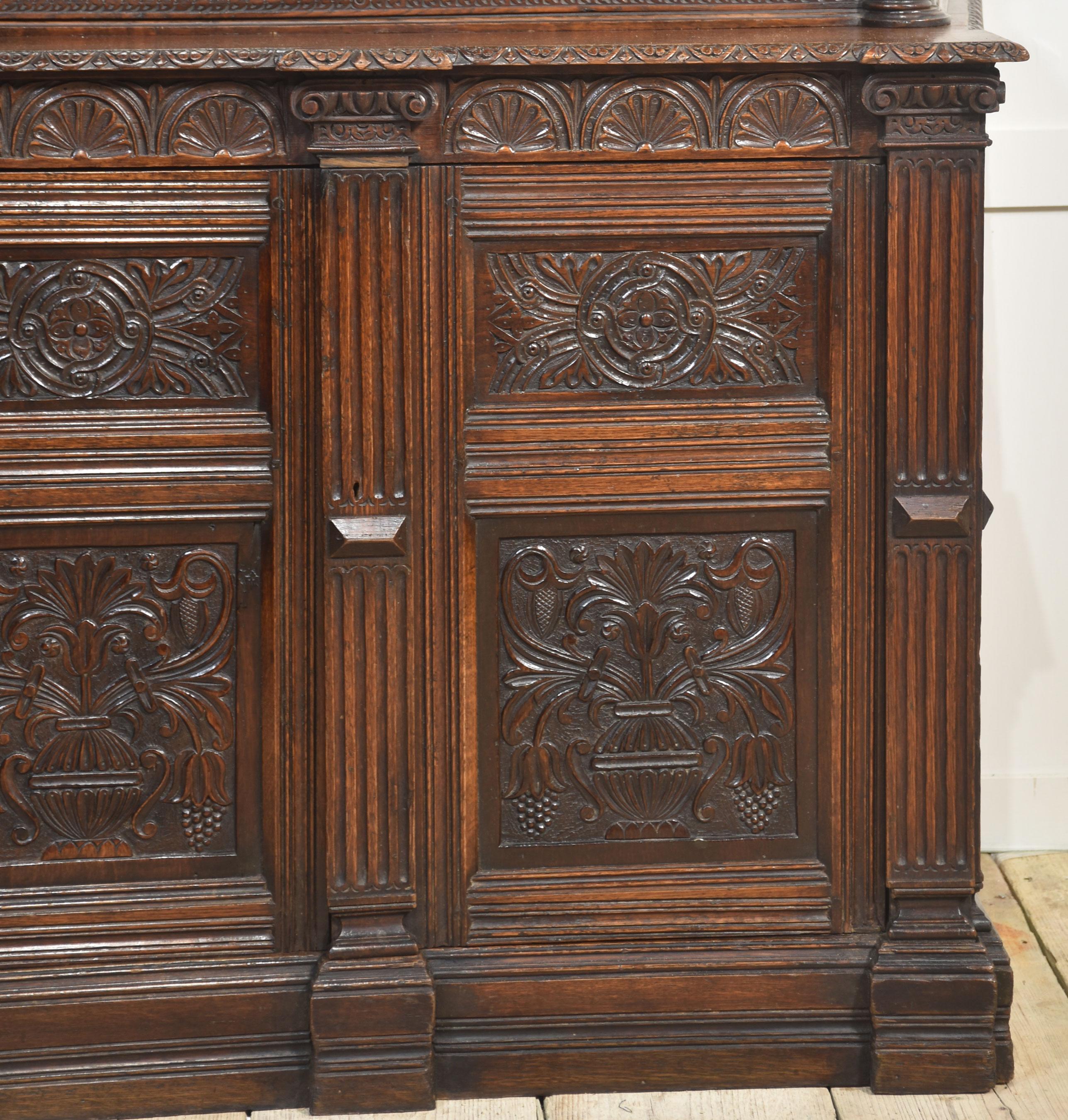 Carved oak display cabinet For Sale 7