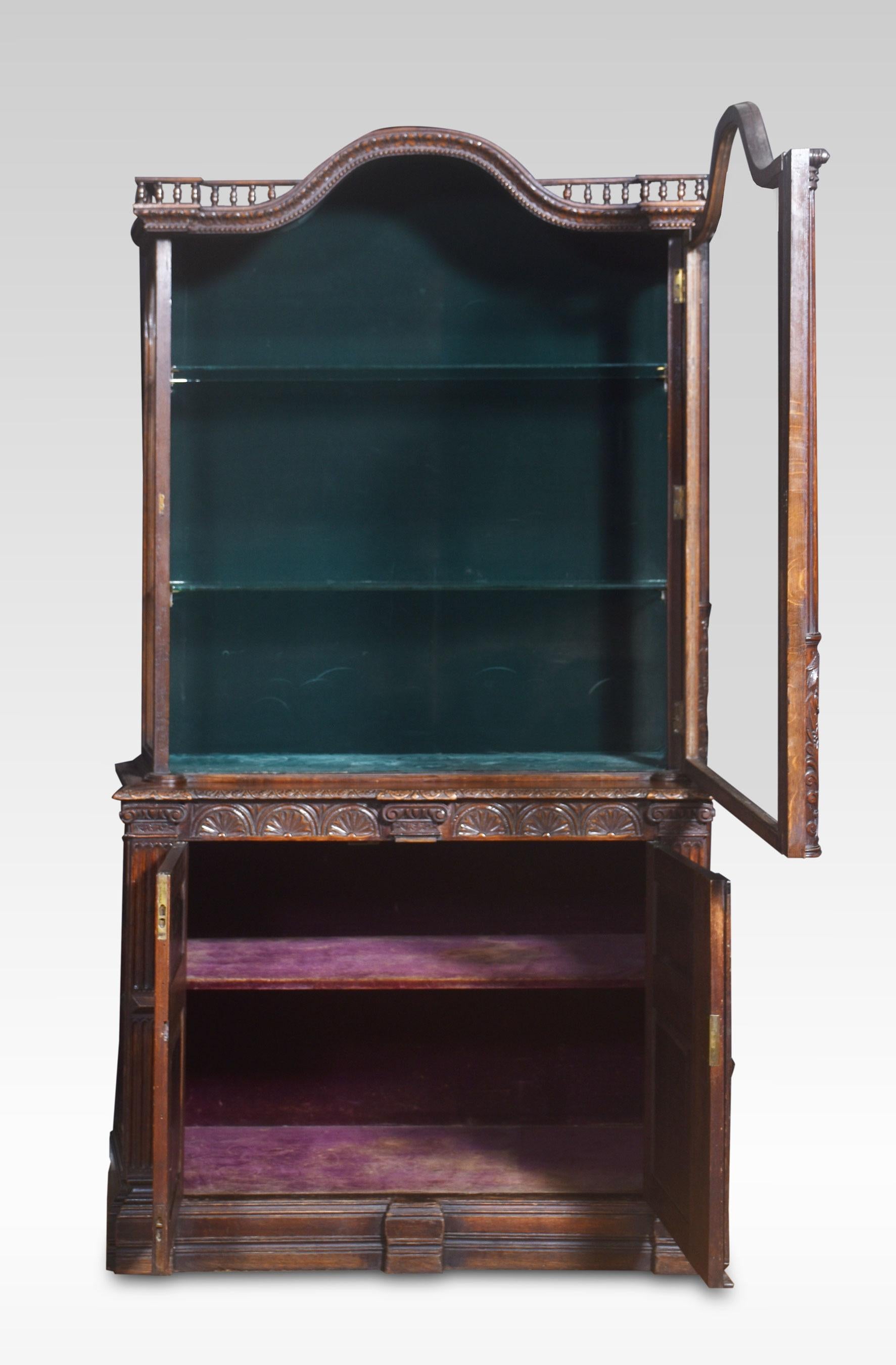 19th Century Carved oak display cabinet For Sale