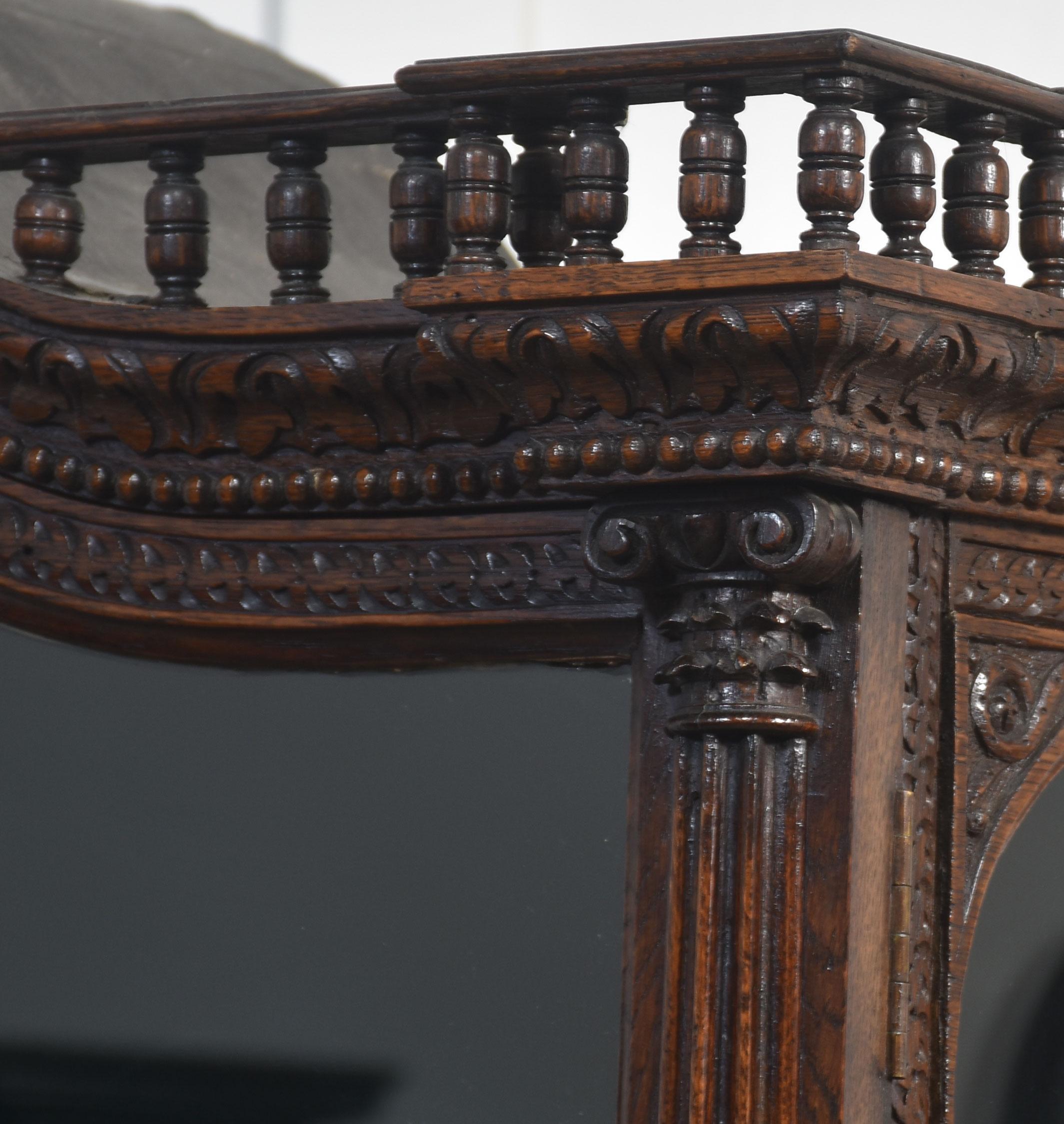 Oak Carved oak display cabinet For Sale