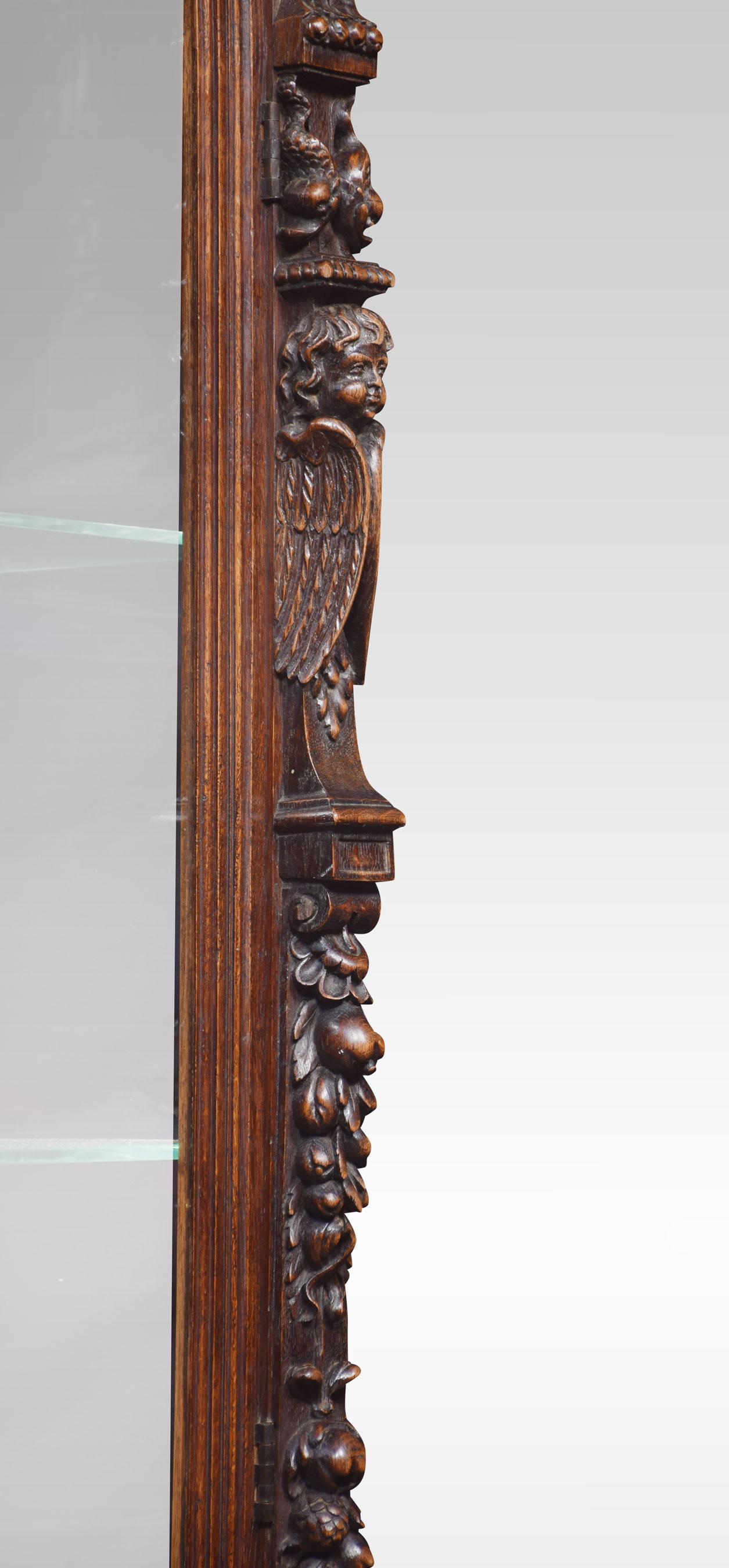 Carved Oak Display Cabinet For Sale 3