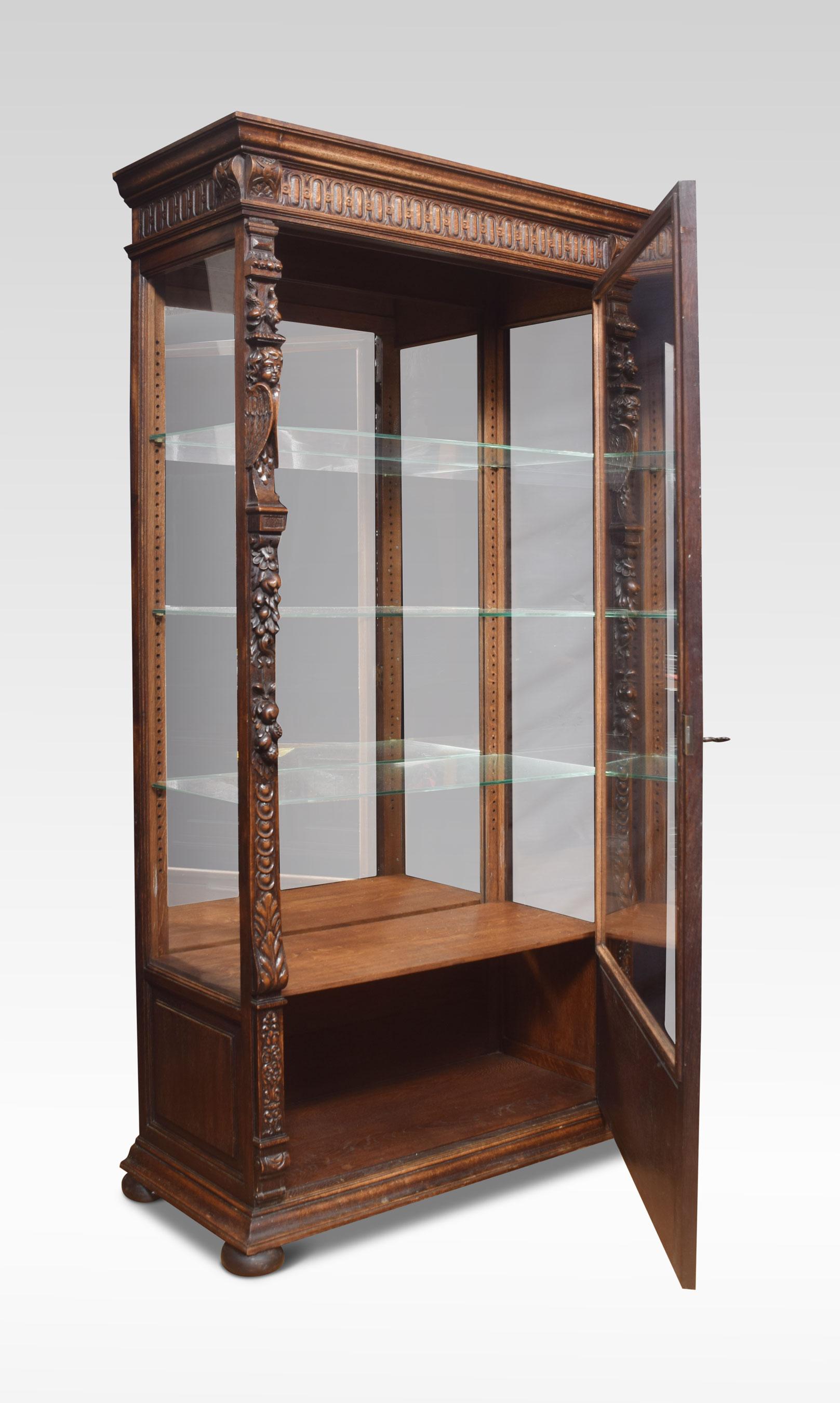 Carved Oak Display Cabinet For Sale 4