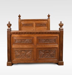 Carved Oak Double Bed