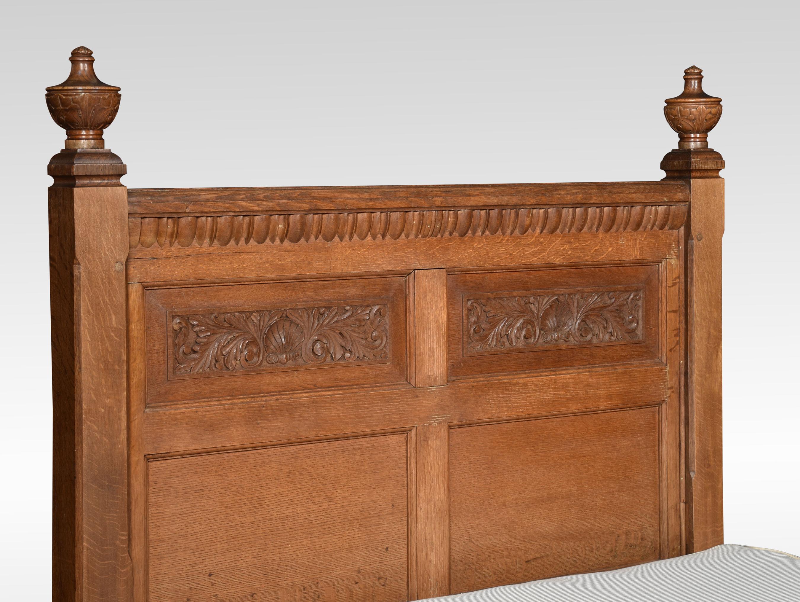 British Carved Oak Double Bed
