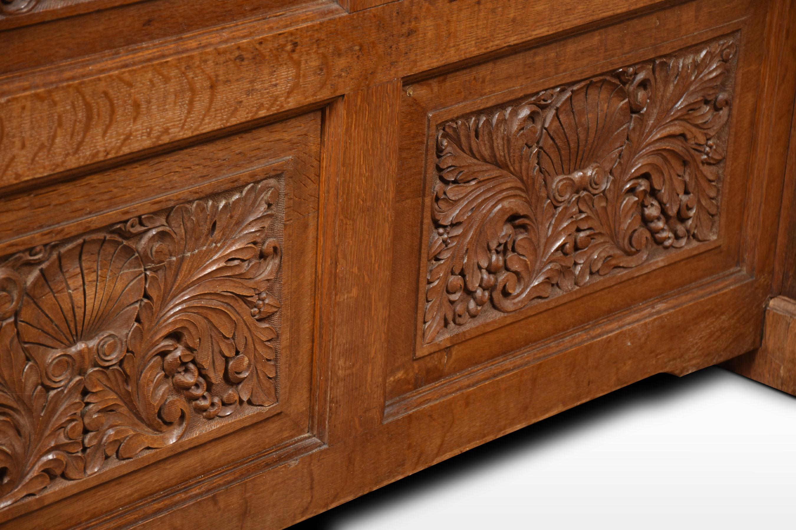 Carved Oak Double Bed 1
