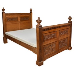 Antique Carved Oak Double Bed