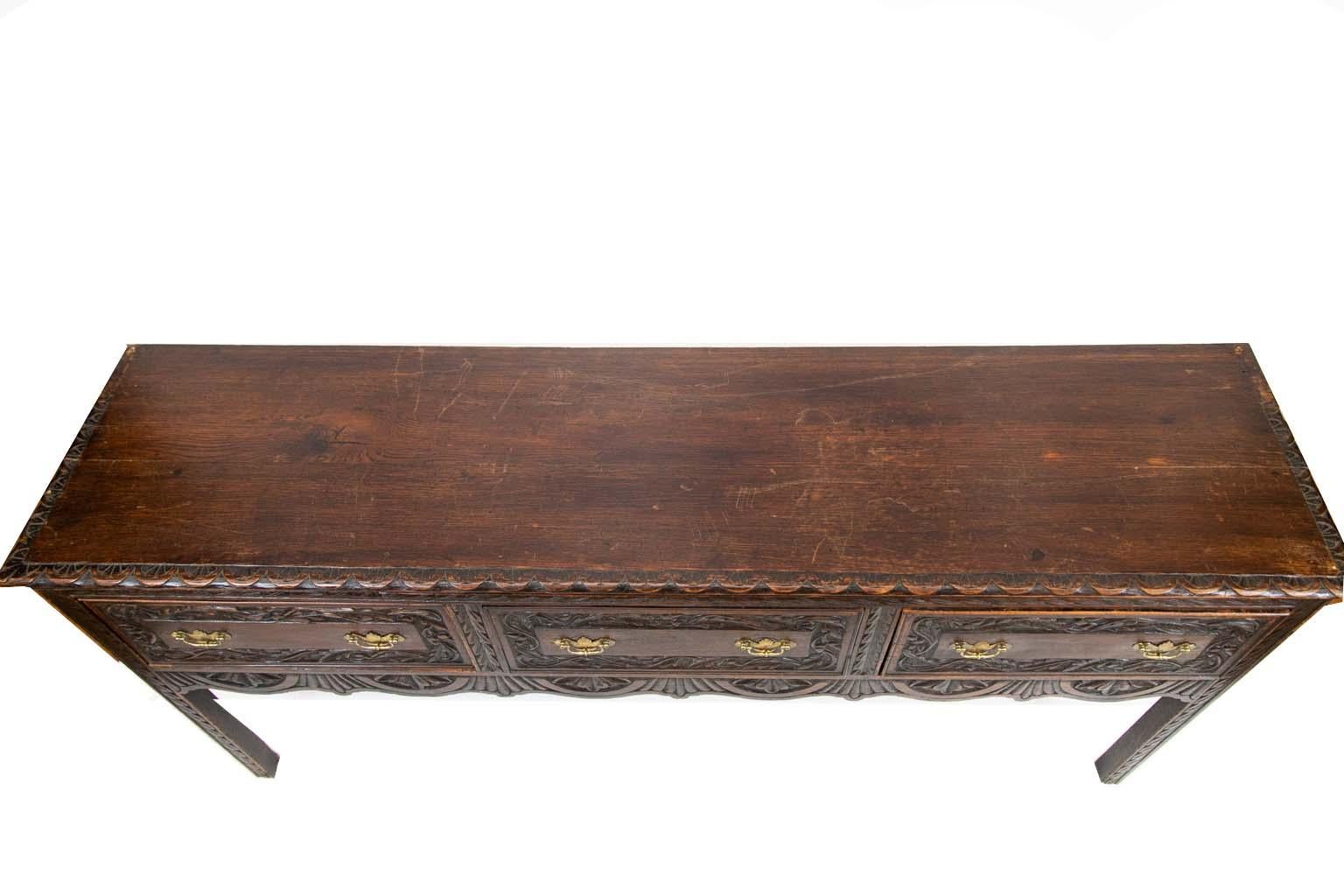 Carved Oak English Sideboard 6
