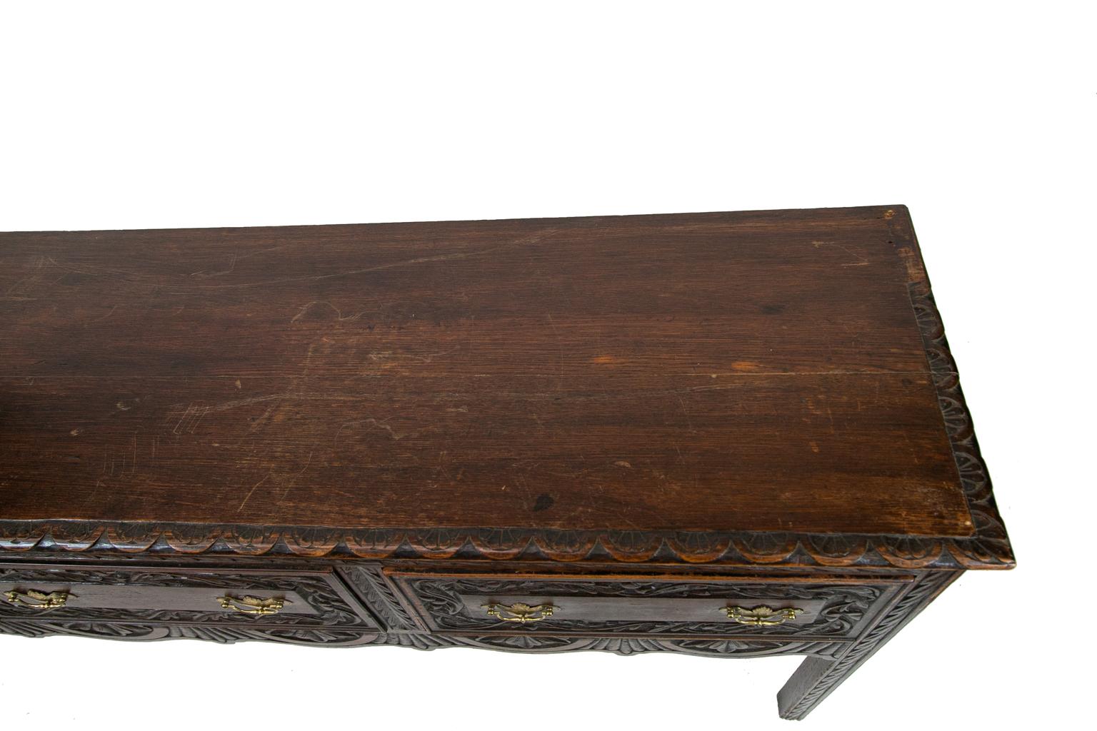 Jacobean Carved Oak English Sideboard