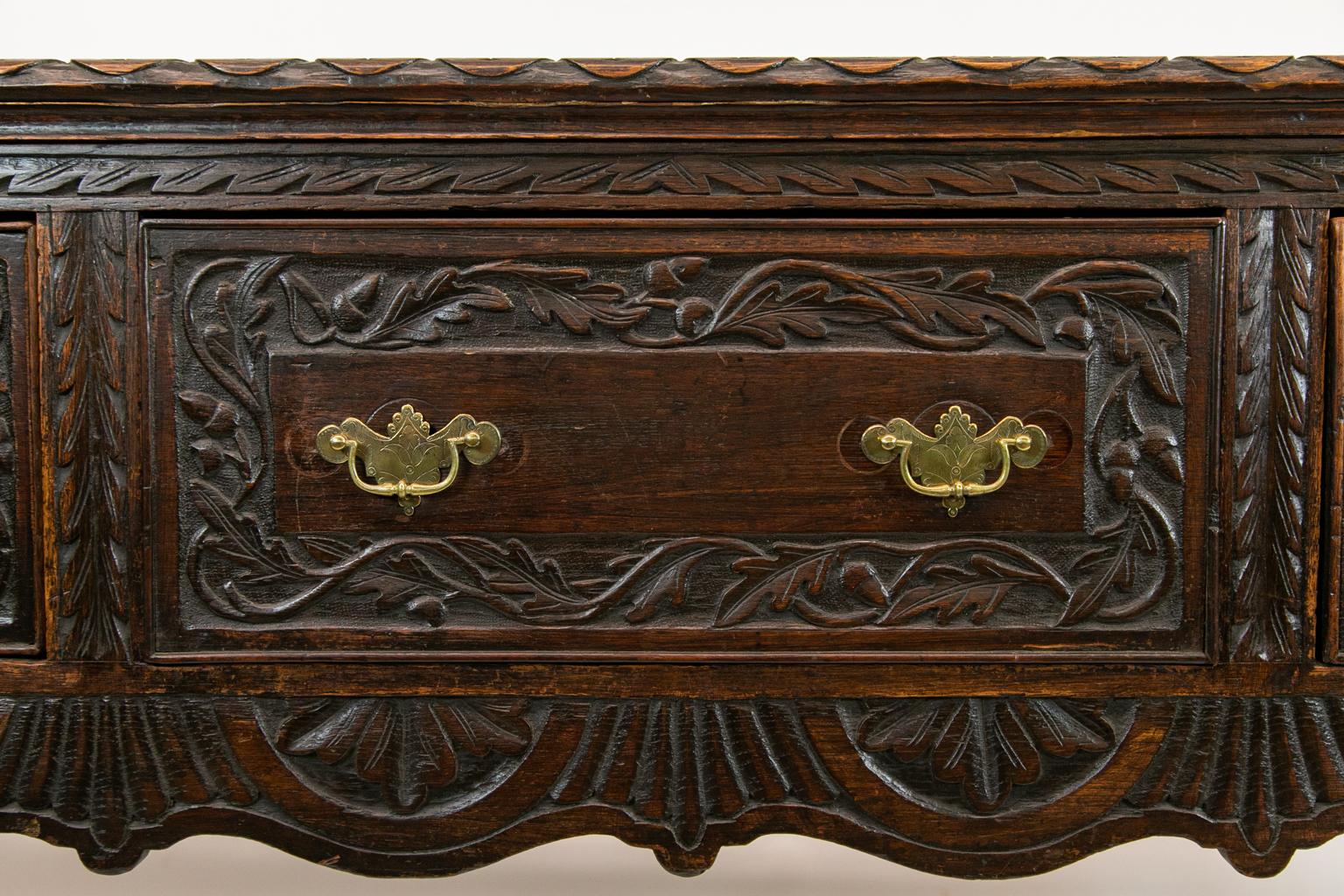Mid-19th Century Carved Oak English Sideboard