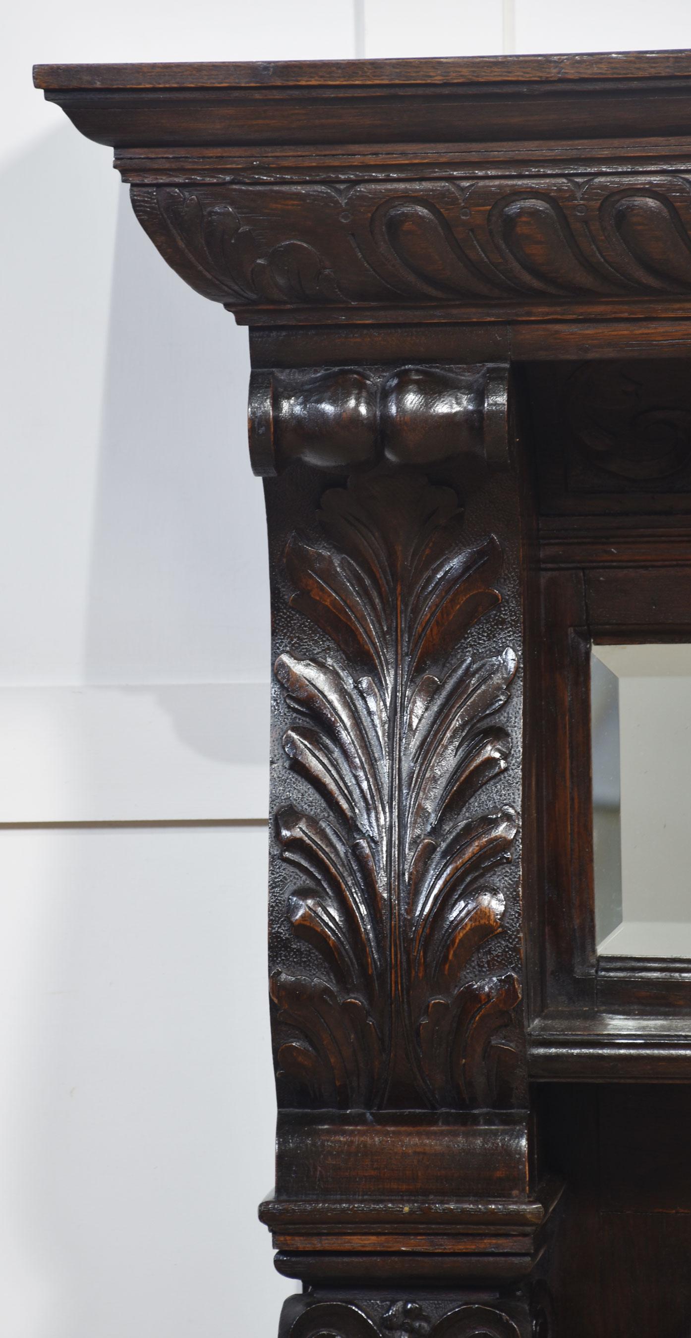 Marco de chimenea de roble tallado Roble en venta