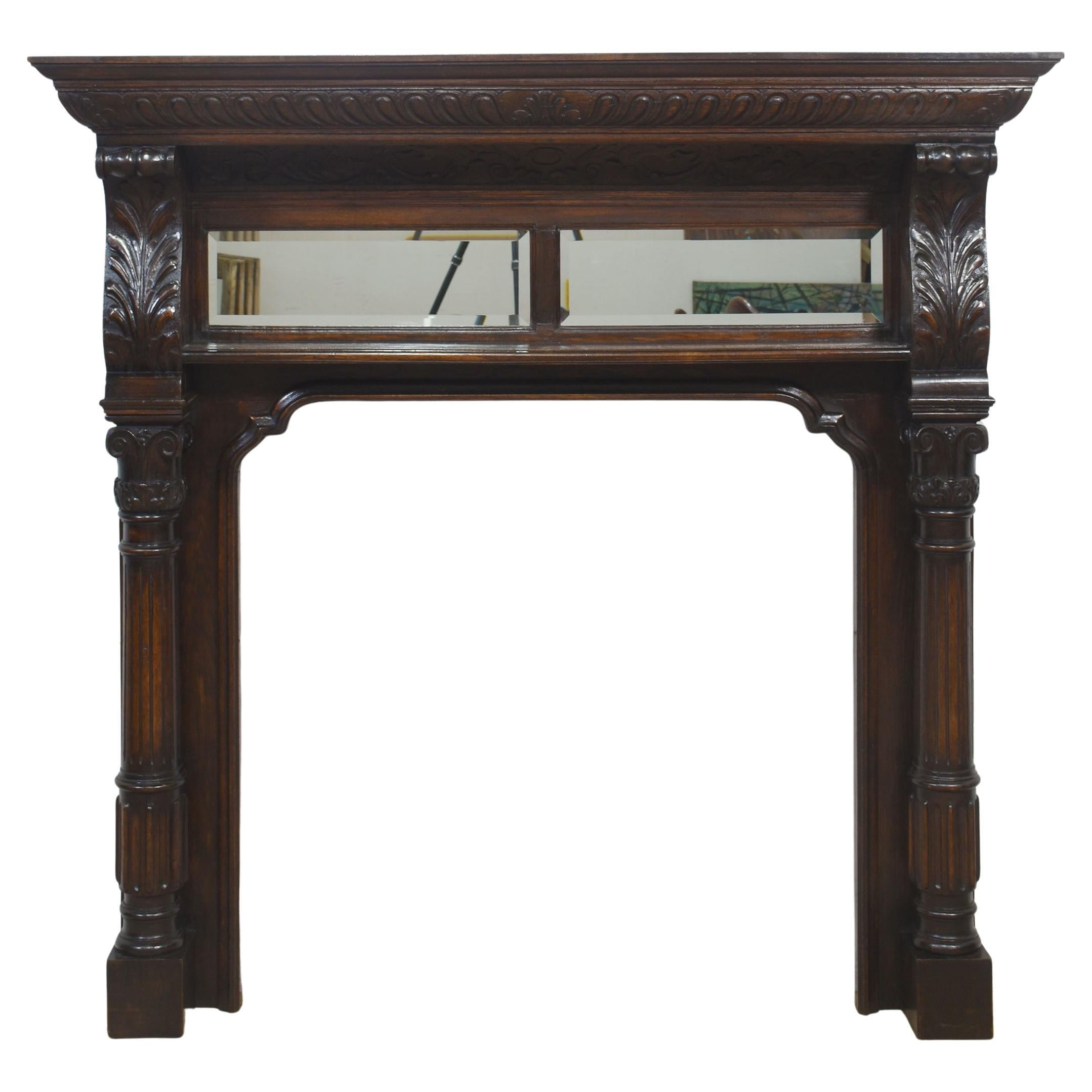 Carved oak fire surround