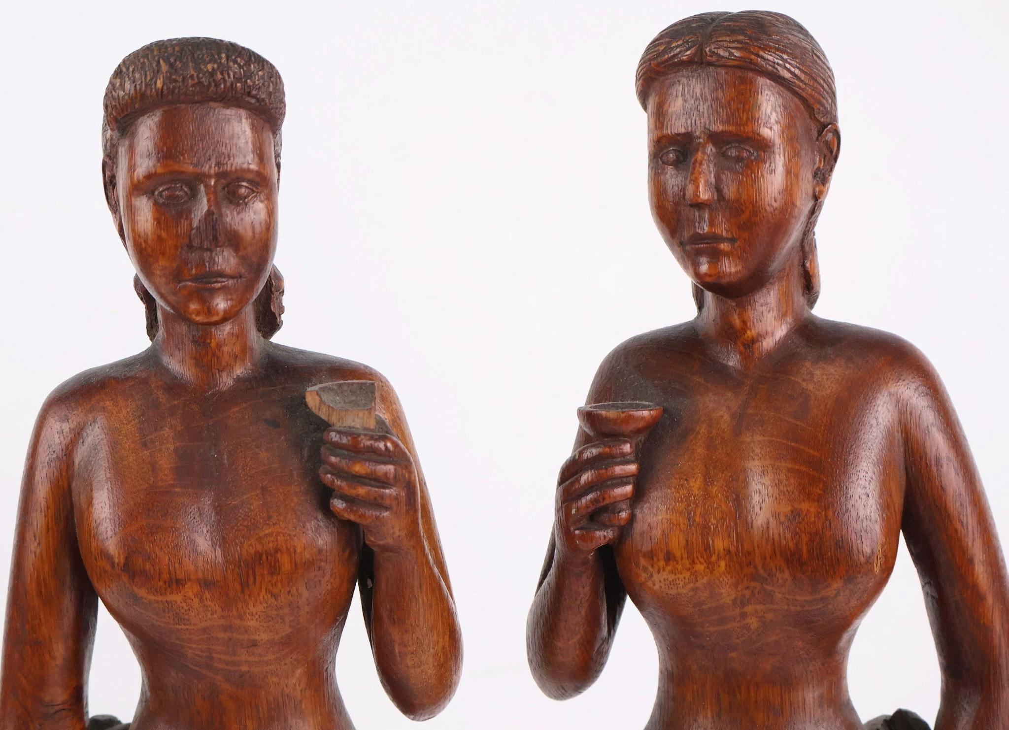 XIX secolo Figure Folk Art Carved di Oak in vendita