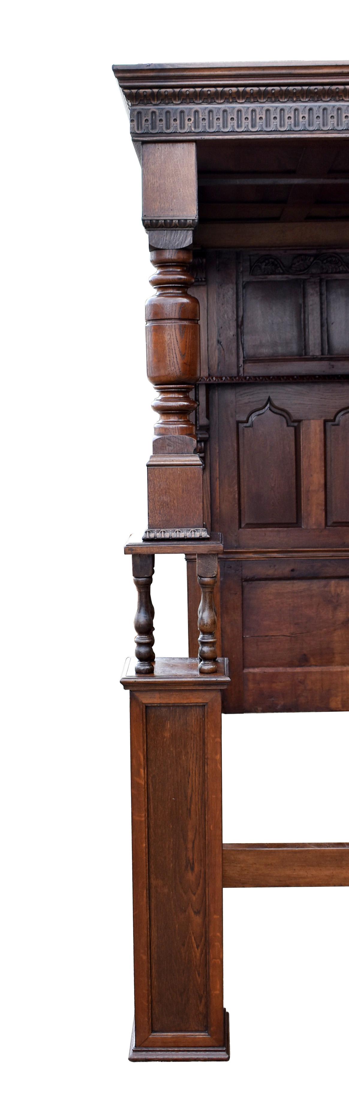 English Carved Oak Four Poster Bed