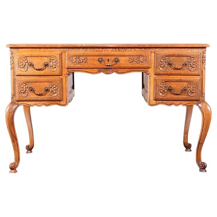 Carved Oak French Country Desk