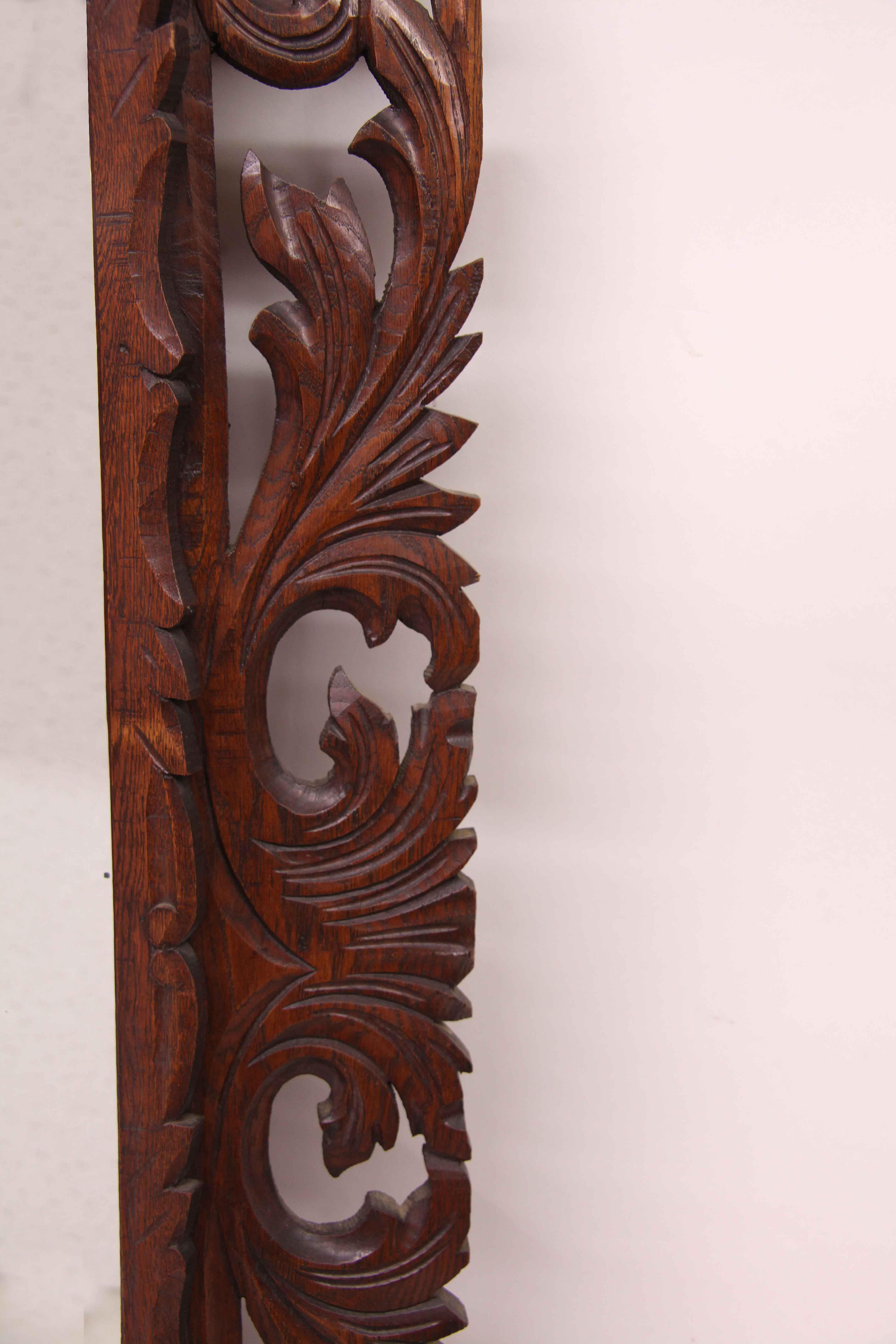 Carved Oak French Mirror For Sale 2