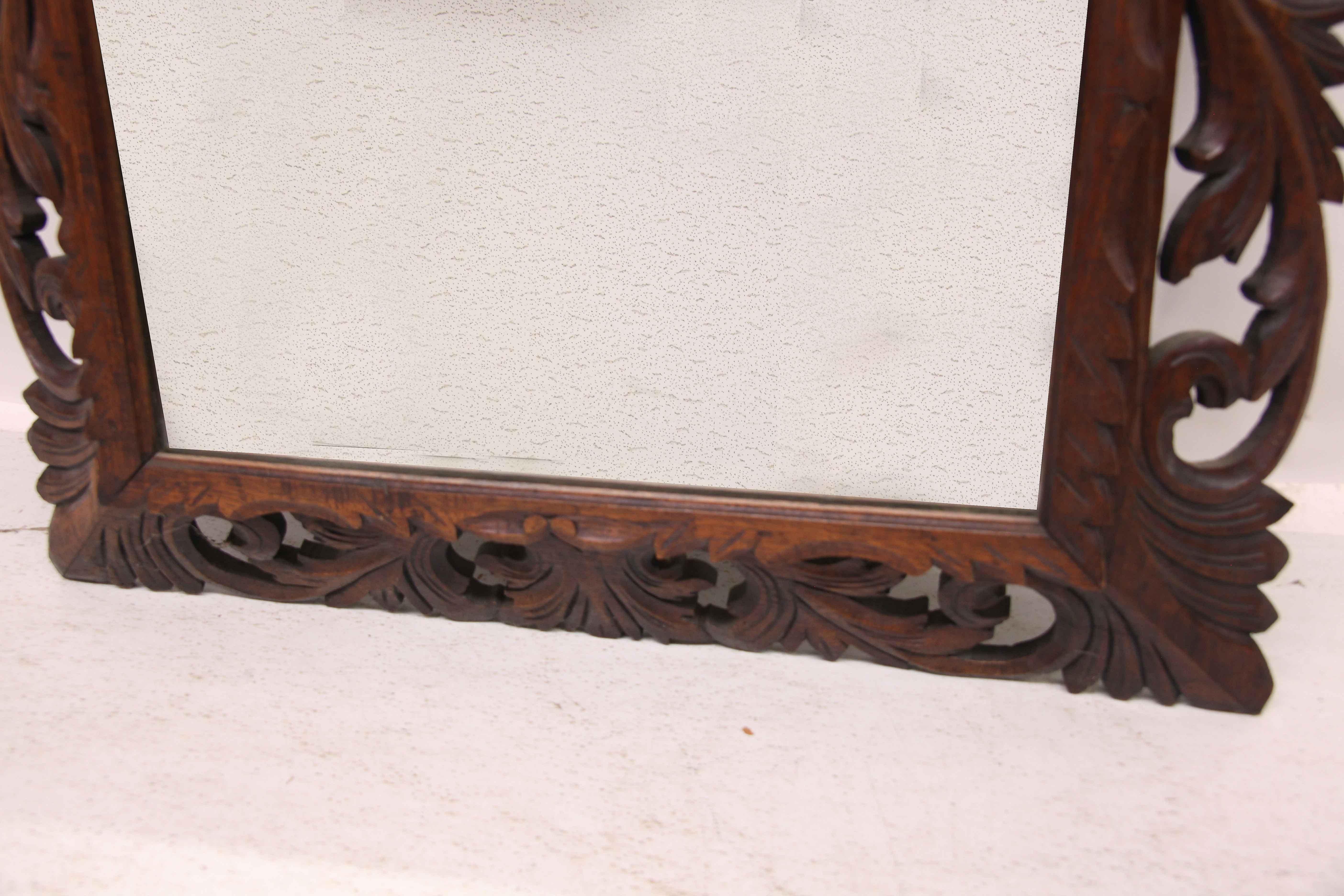 Carved Oak French Mirror For Sale 3