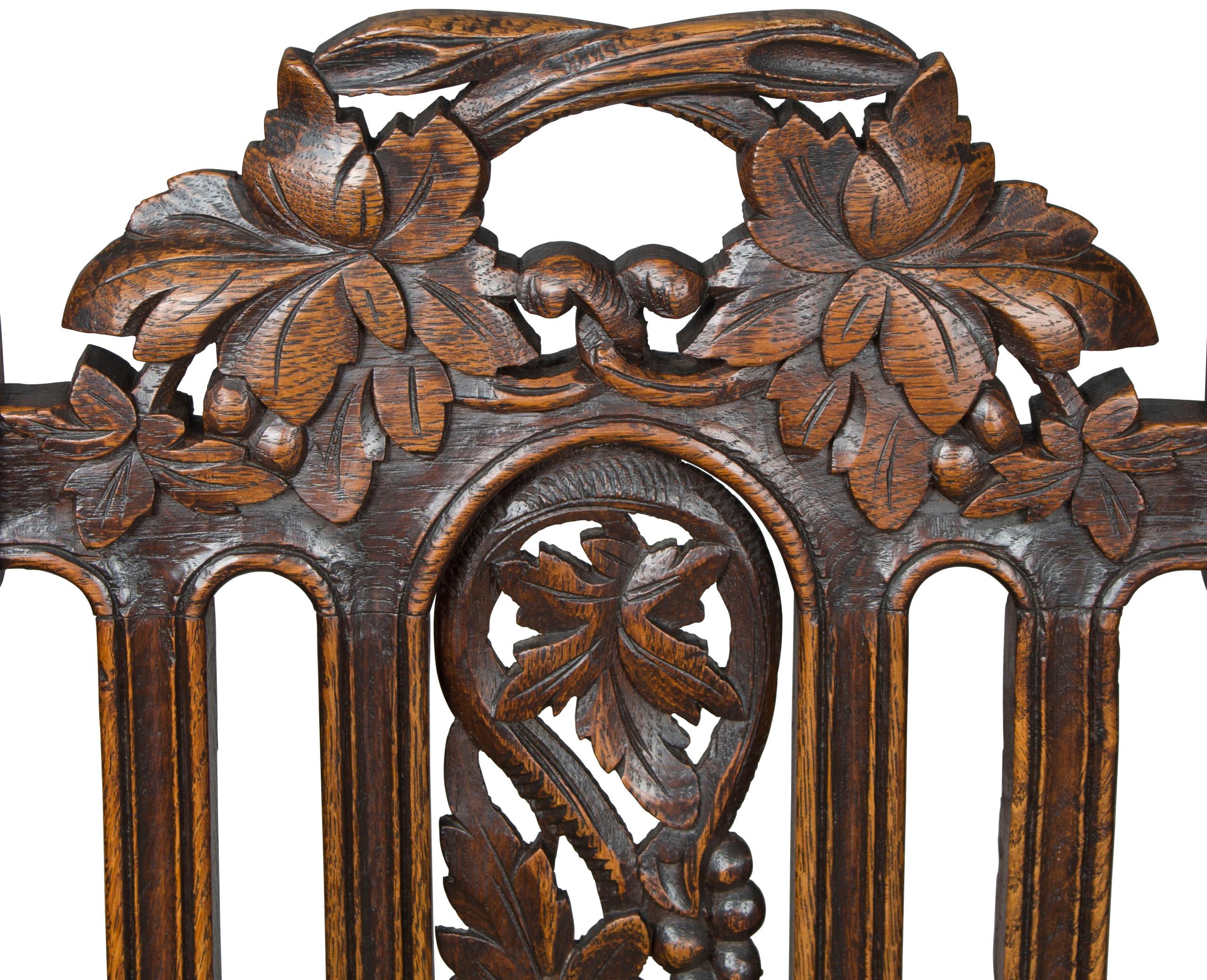 Carved Oak French Provincial Set of Six Dining Room Chairs 4