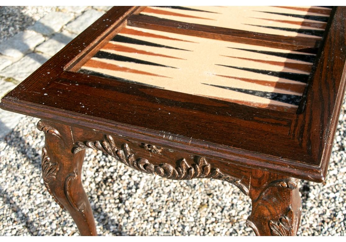Carved Oak French Style Backgammon Table For Sale 5