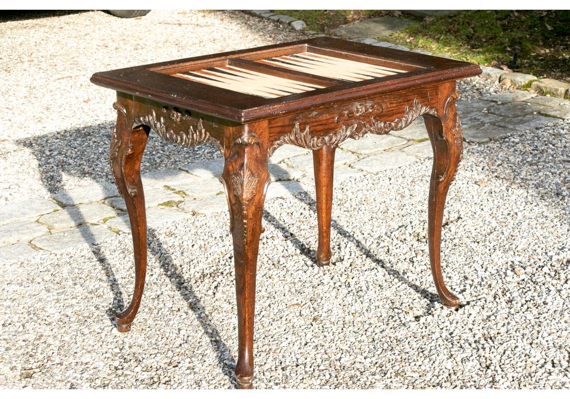 Carved Oak French Style Backgammon Table For Sale 7