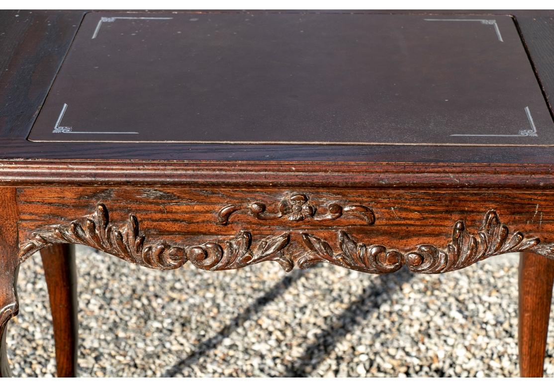 Carved Oak French Style Backgammon Table In Fair Condition For Sale In Bridgeport, CT