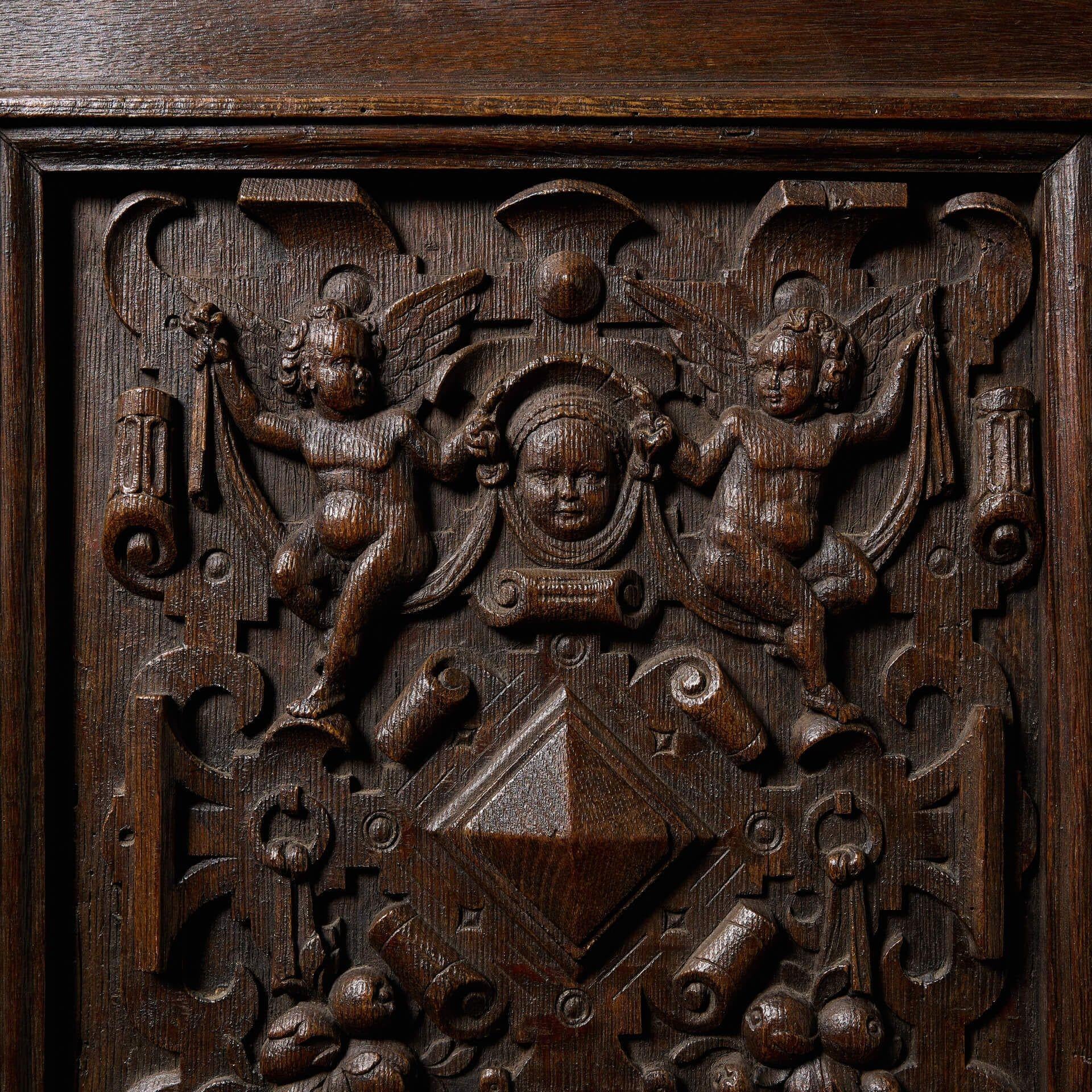 Antiguo panel de puerta georgiano de roble tallado Georgiano en venta