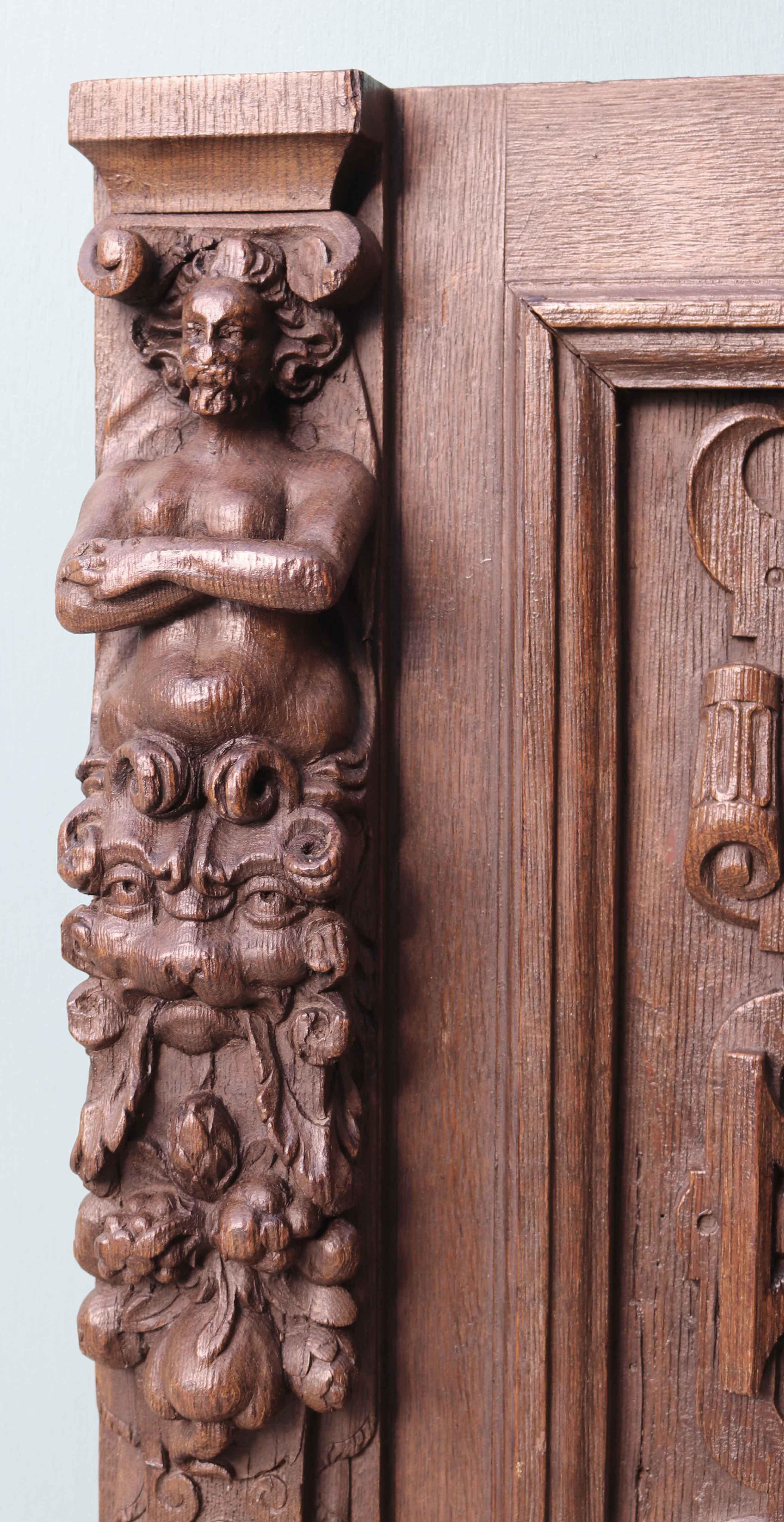 18th Century and Earlier Carved Oak Georgian Panel For Sale