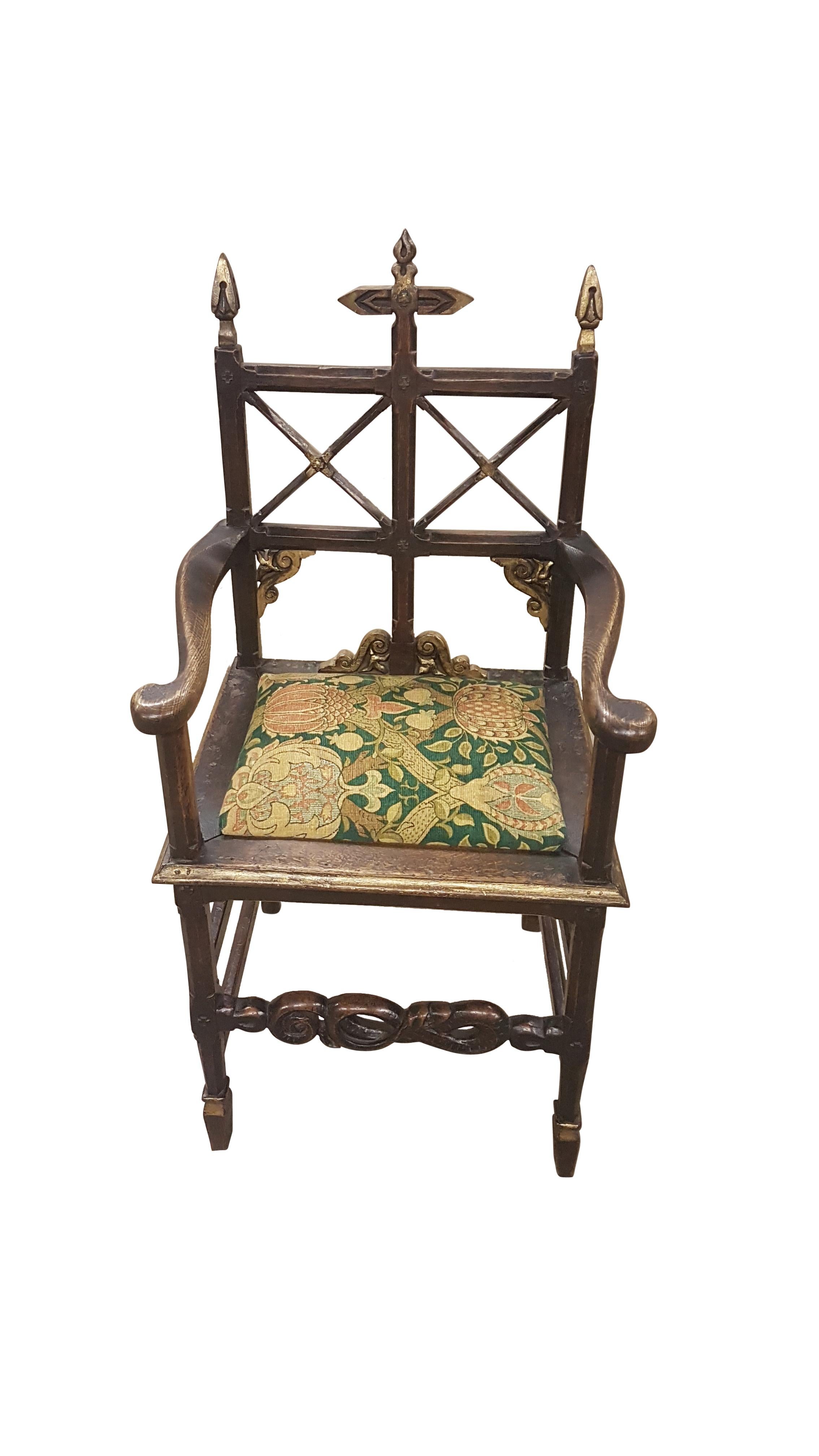 Early 19th Century Carved Oak Gothic Ecclesiastical Oak Chair