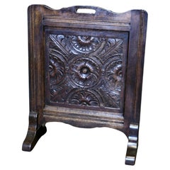 Carved Oak Gothic Style Fire Screen