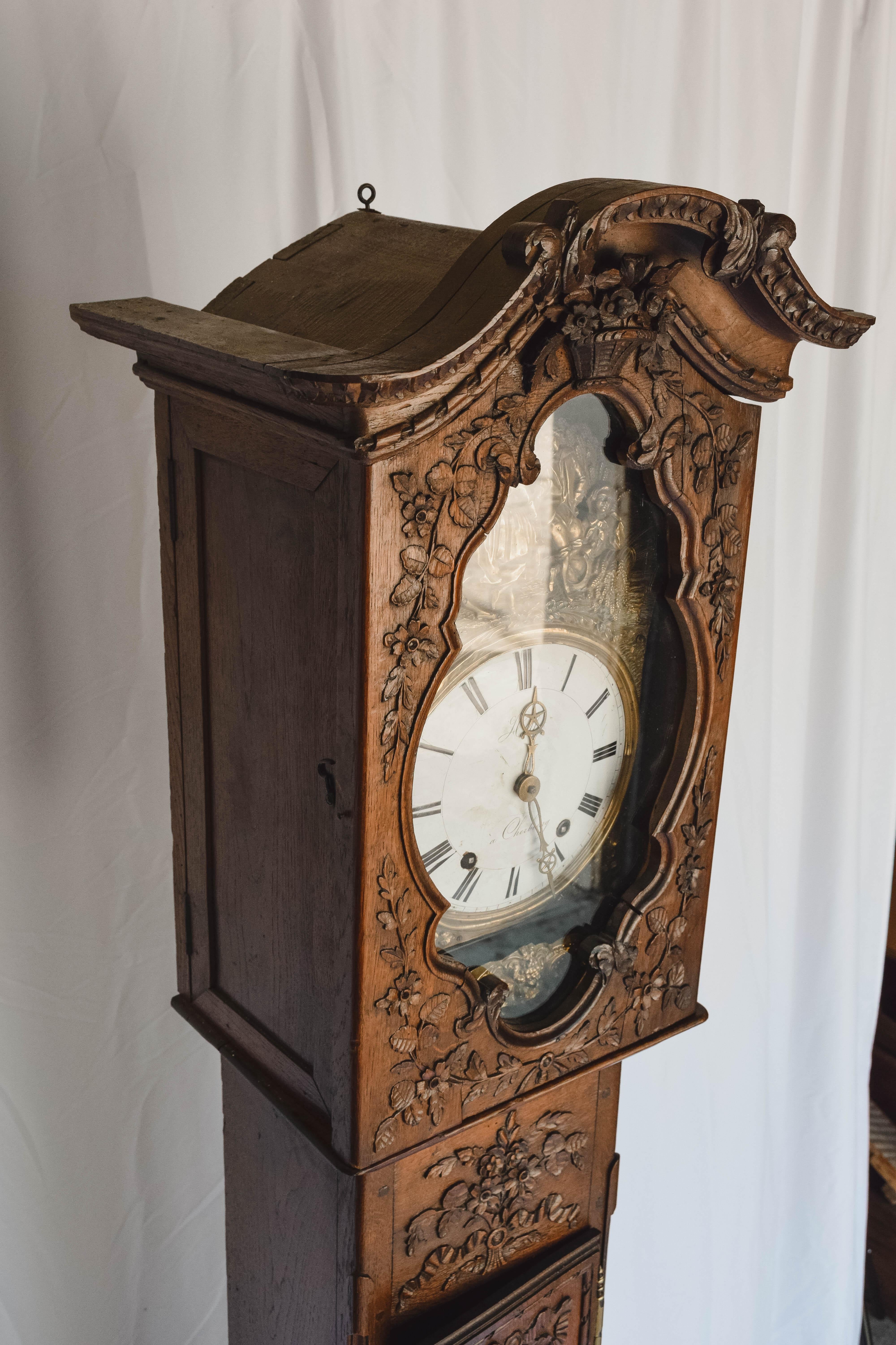 Superb Carved 18th c French Lantern Clock Case with Movement 3