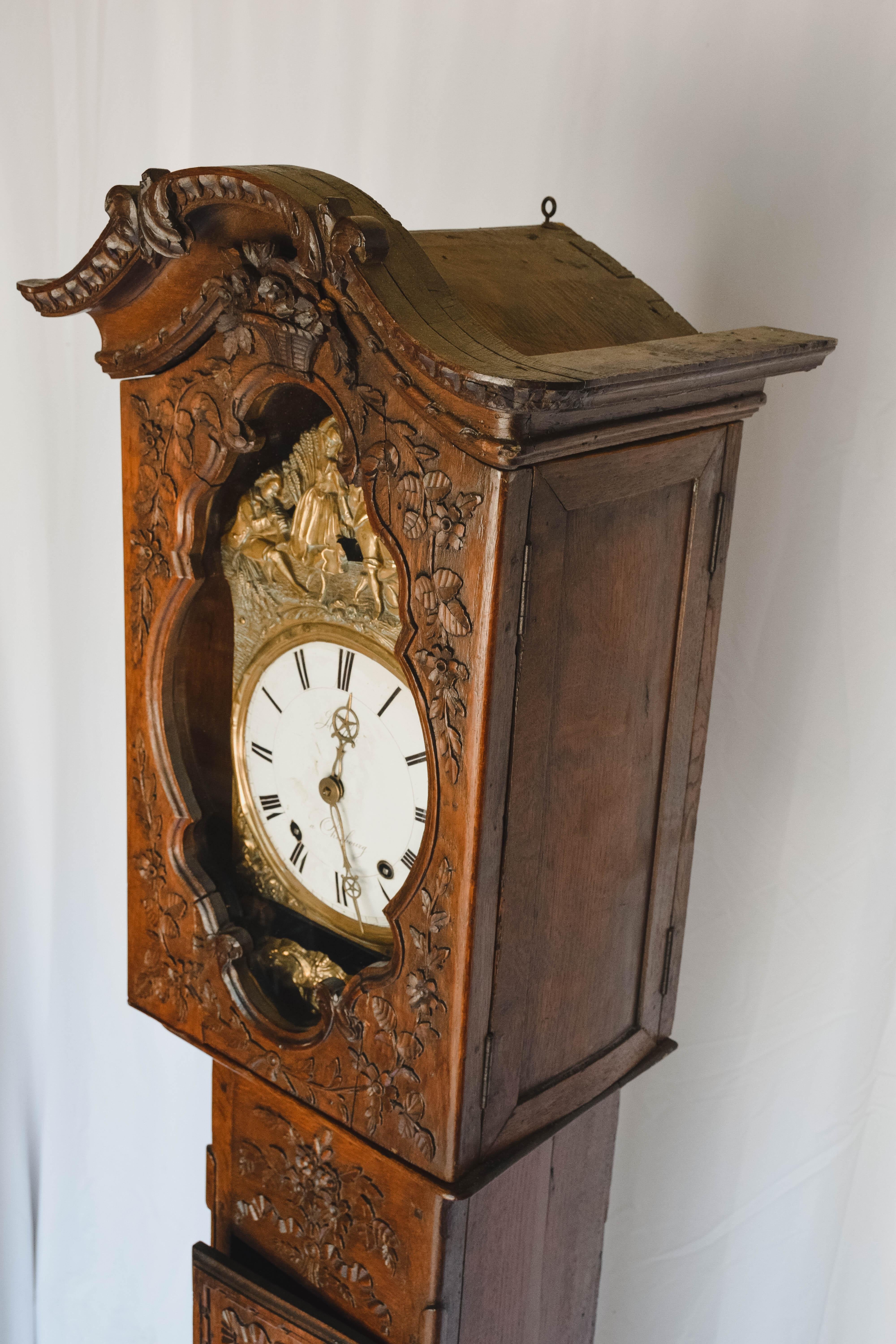 Superb Carved 18th c French Lantern Clock Case with Movement 5