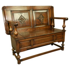 carved oak hall bench