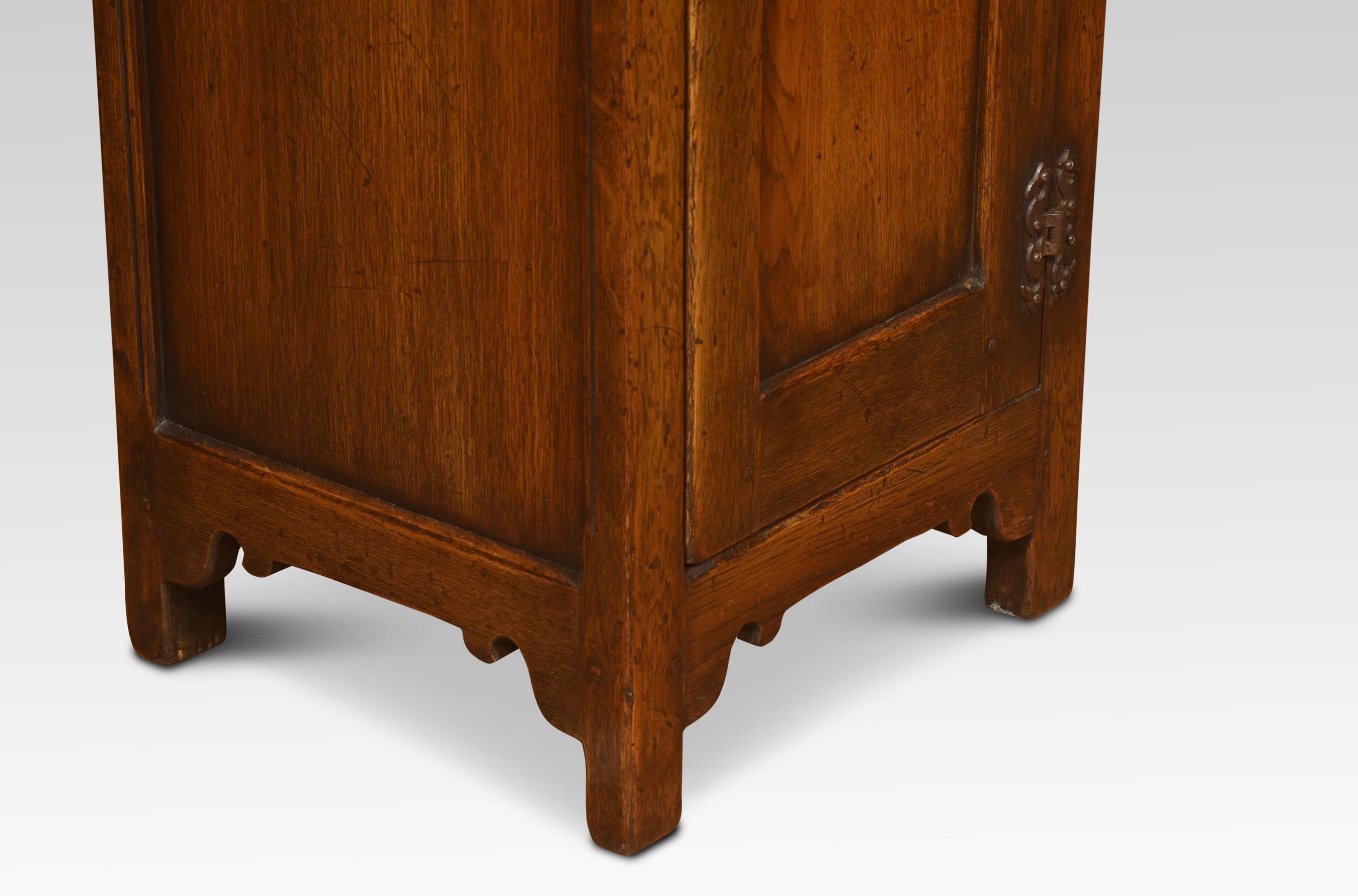 British Carved Oak Hall Cupboard of Small Proportions