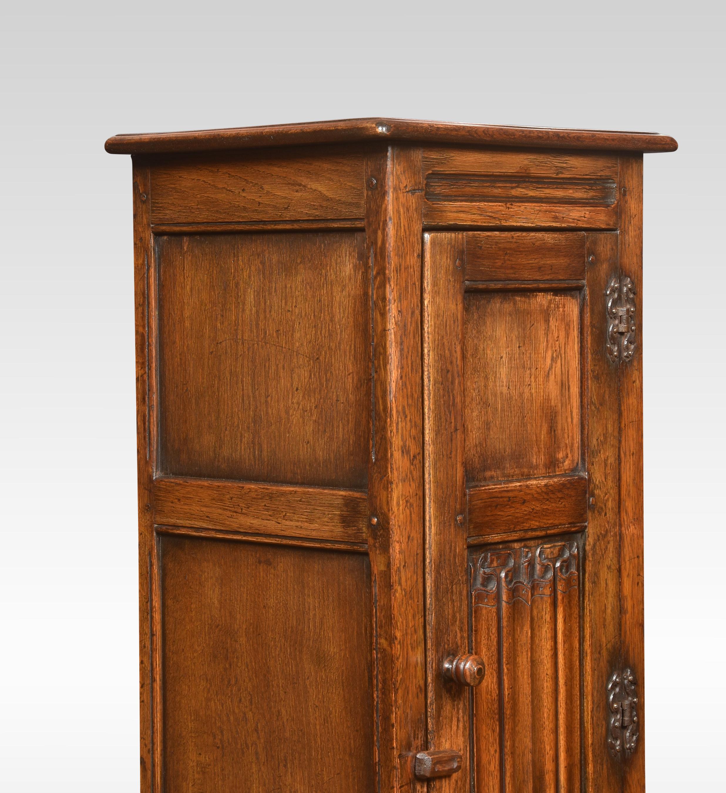 Carved Oak Hall Cupboard of Small Proportions In Good Condition In Cheshire, GB