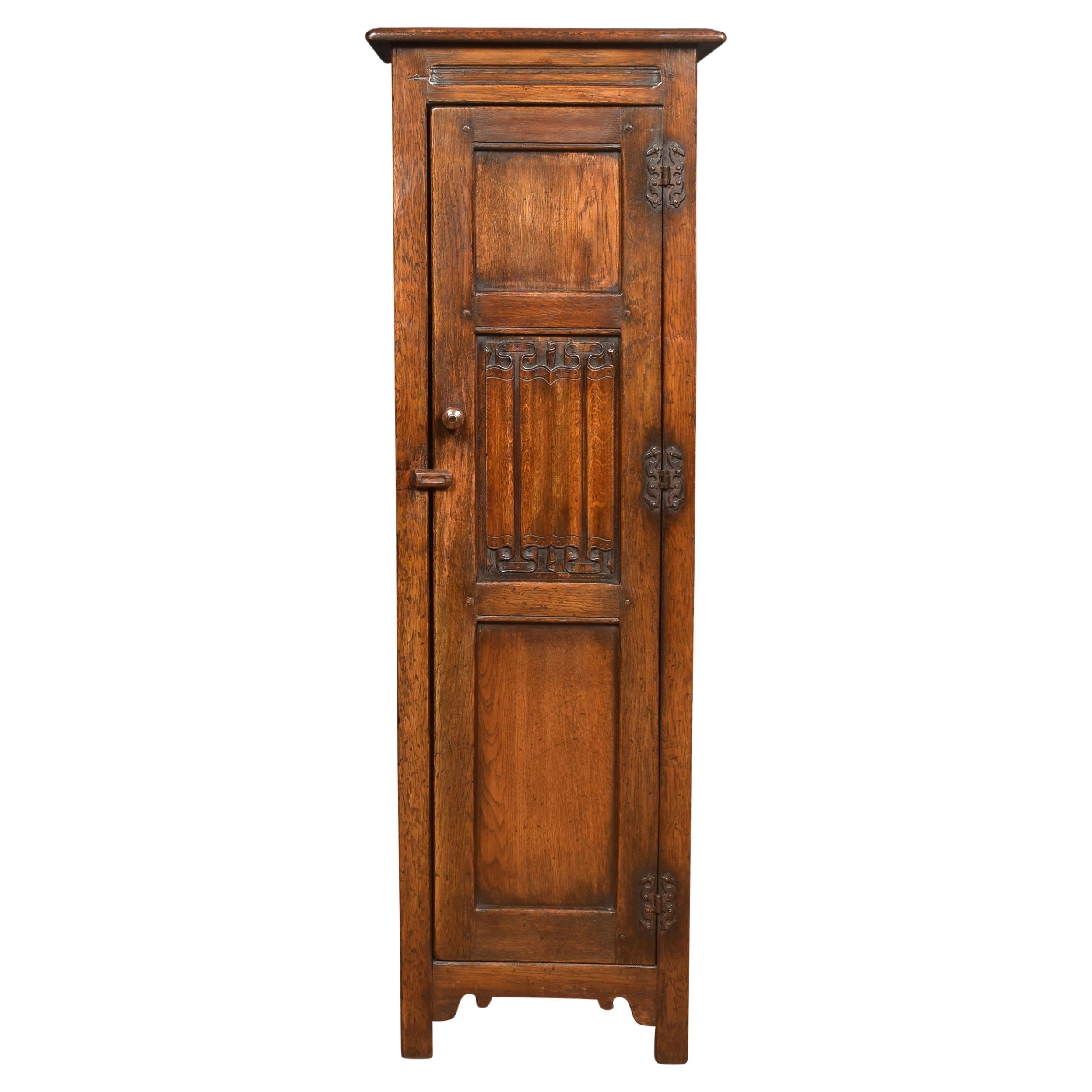 Carved Oak Hall Cupboard of Small Proportions