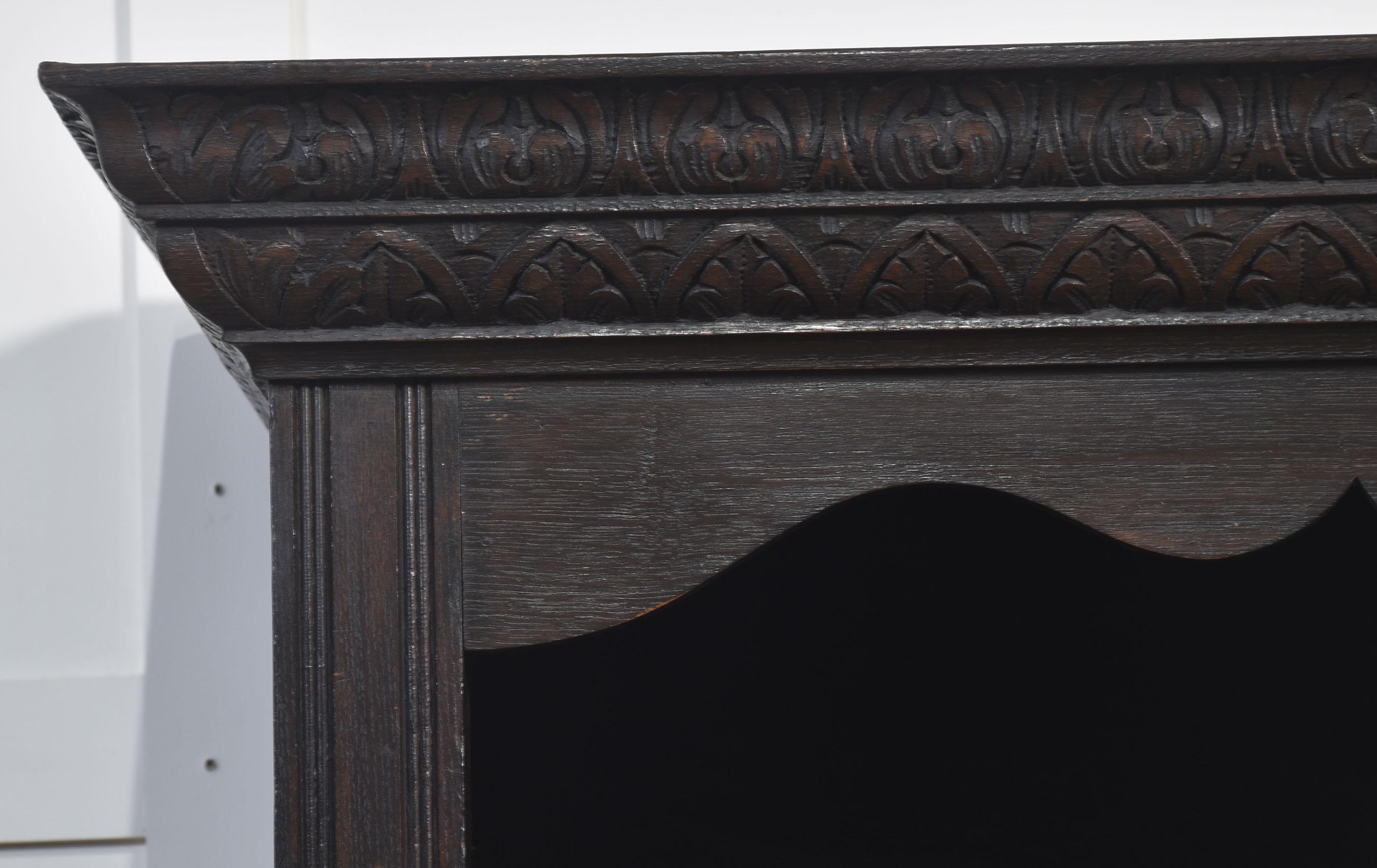British Carved oak hall robe For Sale