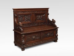Carved Oak Hall Settle