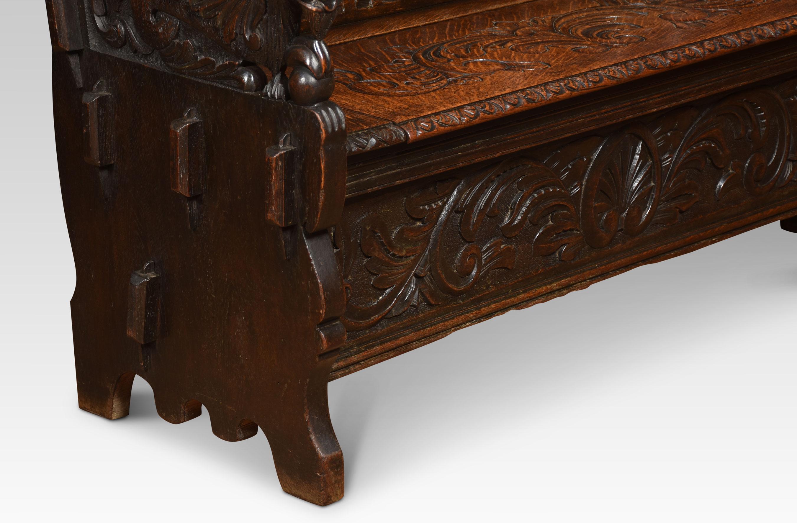 19th Century Carved Oak Hall Settle For Sale