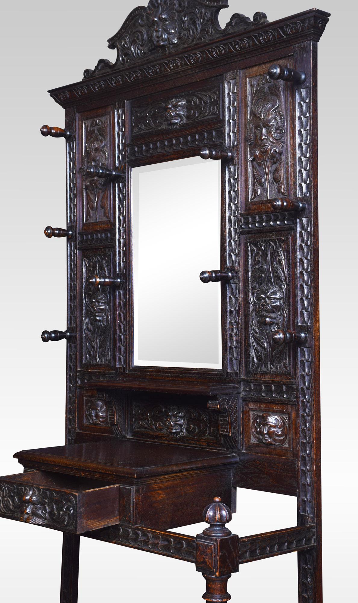 19th Century Carved Oak Hall Stand