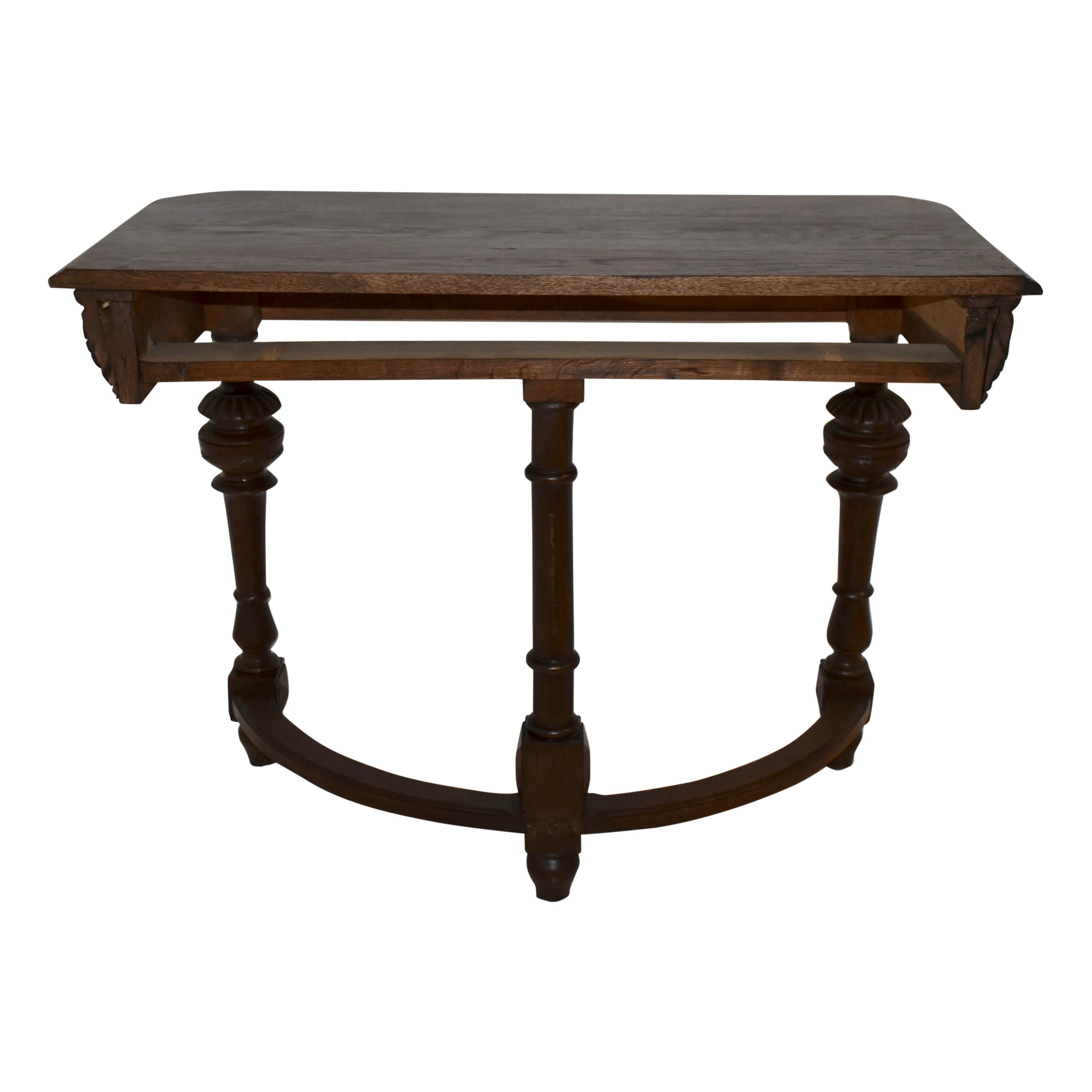 French Carved Oak Hall Table, circa 1900