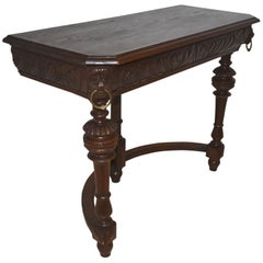 Antique Carved Oak Hall Table, circa 1900