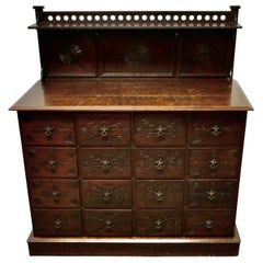 Used Carved Oak Housekeepers Chest of Drawers
