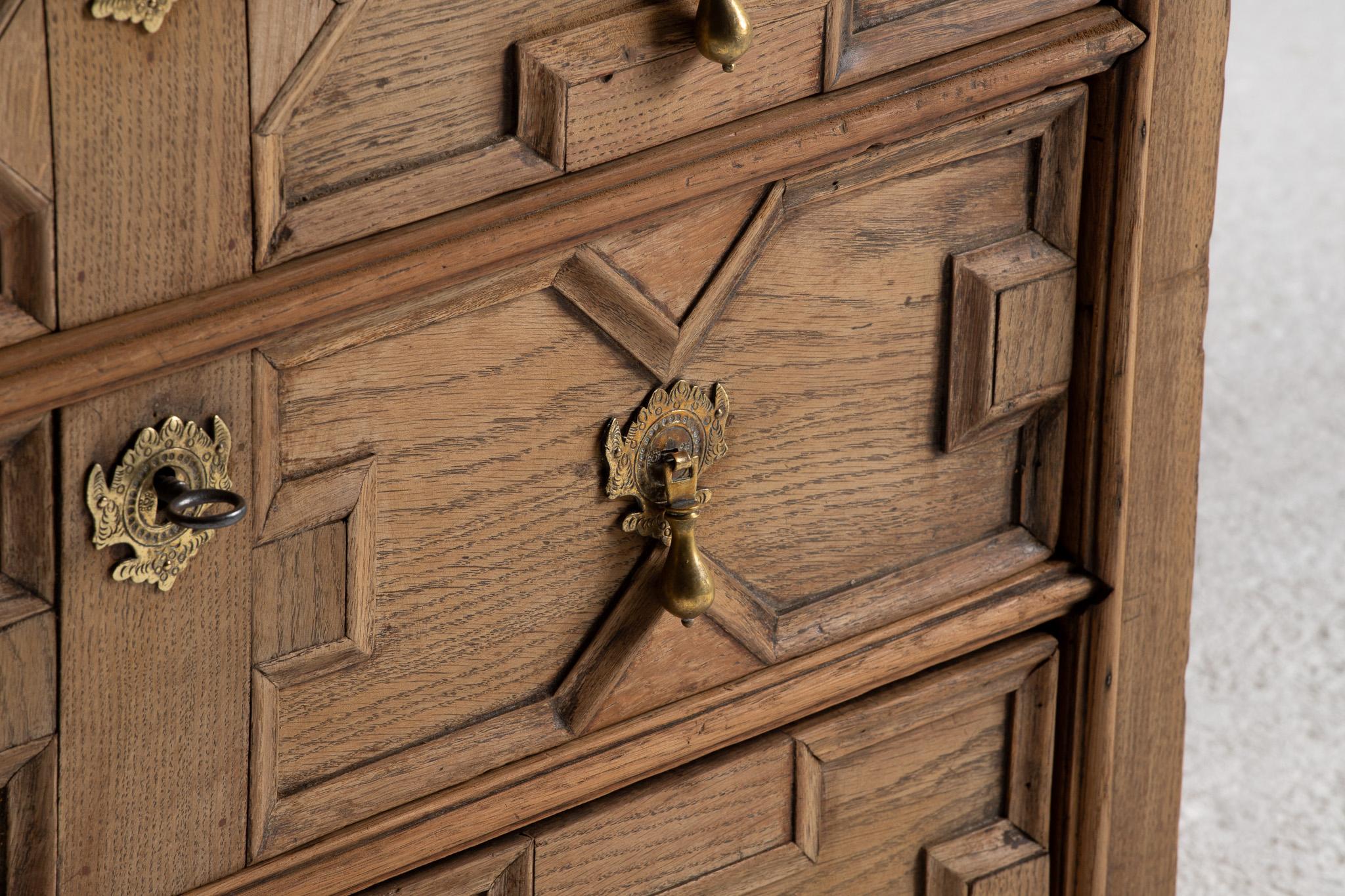 Carved Oak Jacobean Revival Chest of Drawers, English, 19th Century For Sale 6