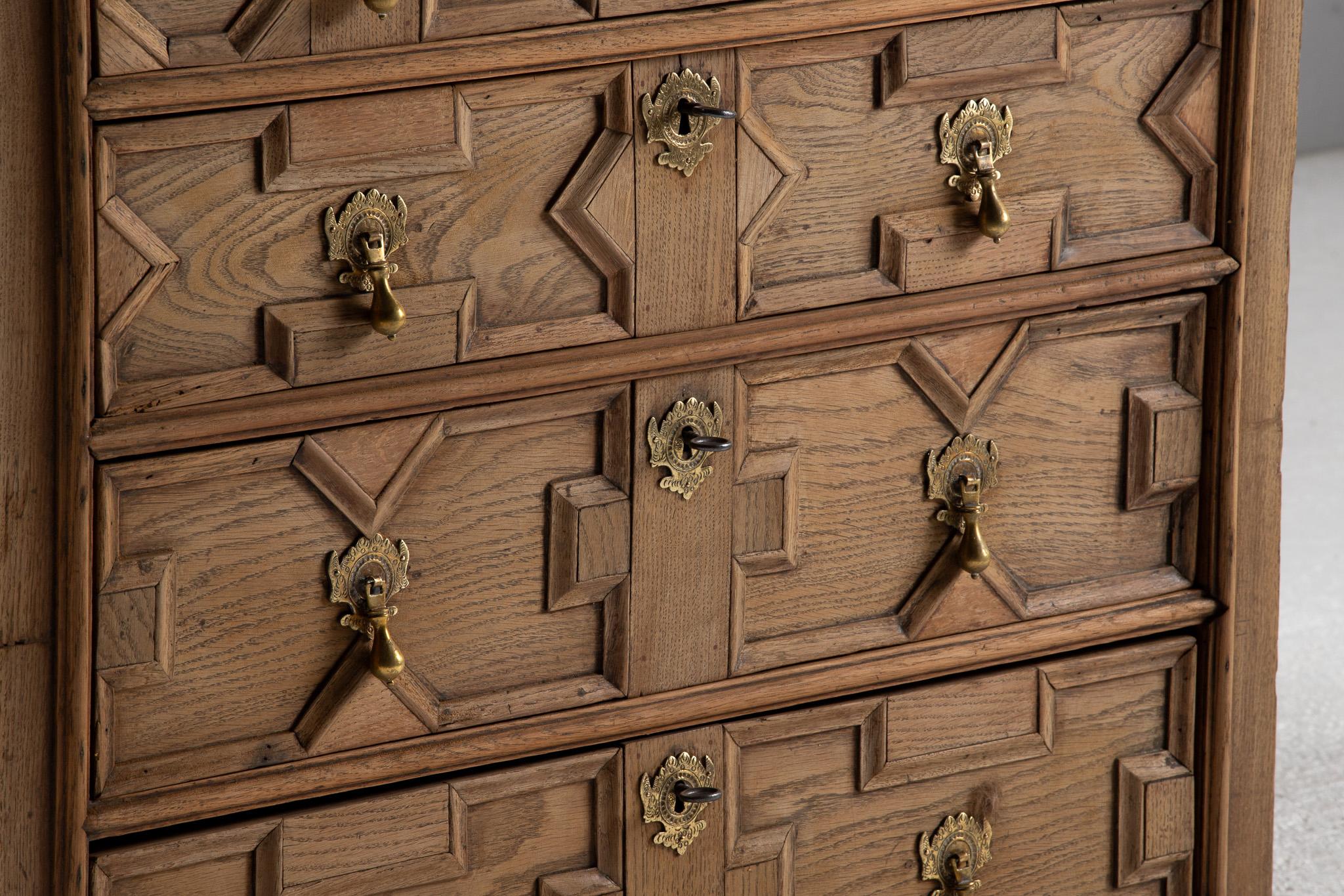 Carved Oak Jacobean Revival Chest of Drawers, English, 19th Century For Sale 2