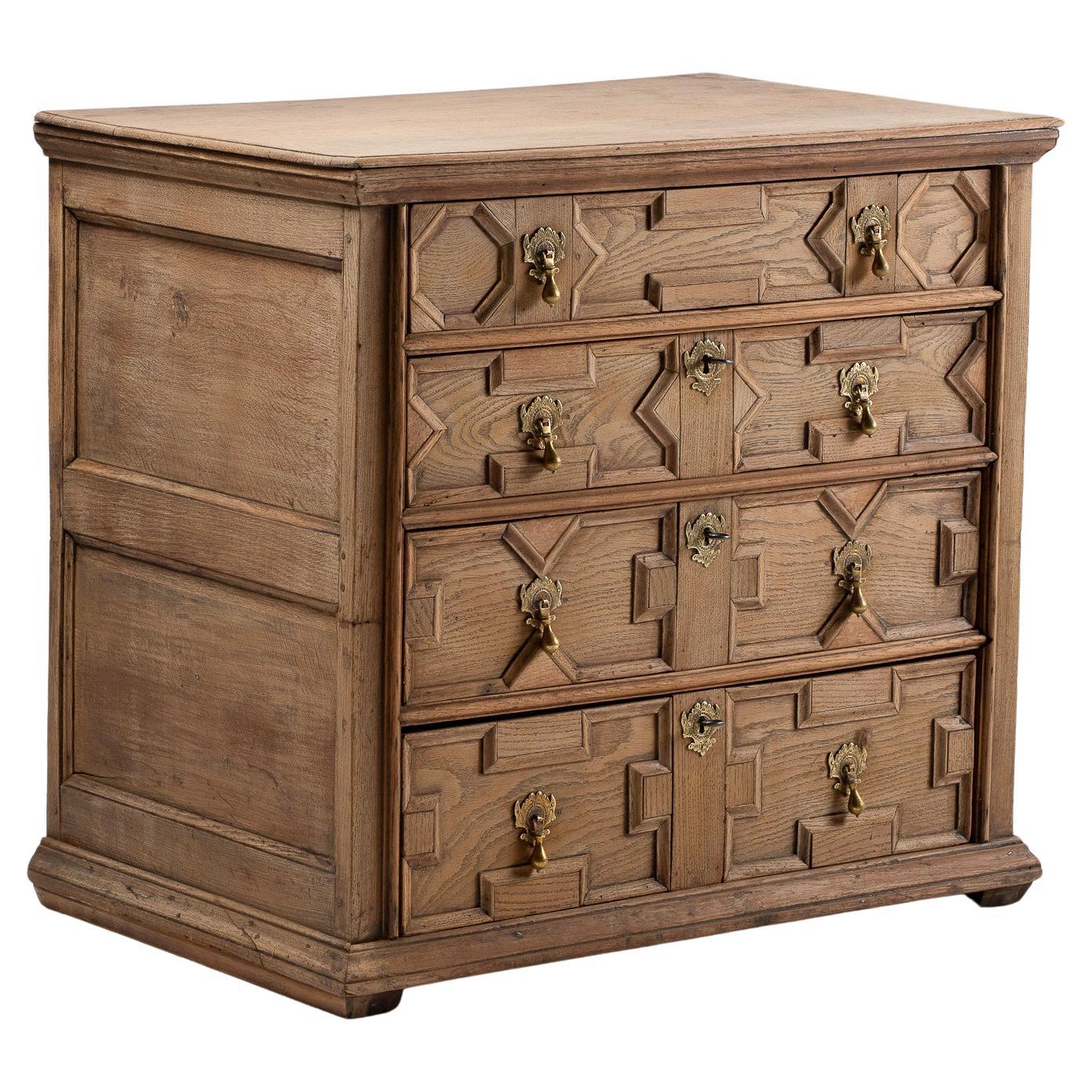 Carved Oak Jacobean Revival Chest of Drawers, English, 19th Century