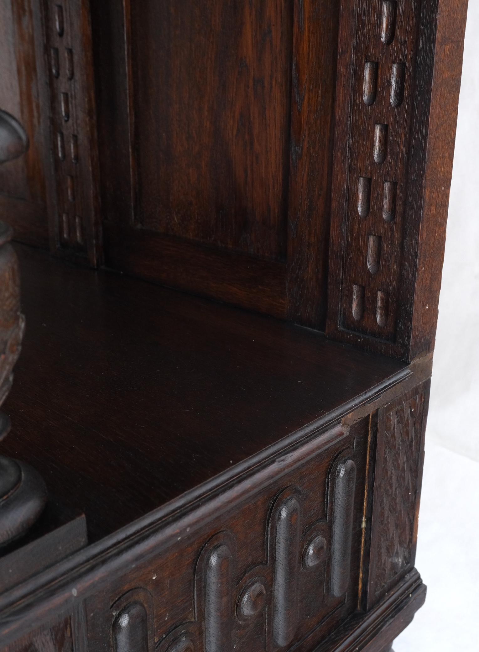 Carved Oak Jacobean Style 3 Doors Drawers Server Credenza Cabinet Cupboard Mint For Sale 2